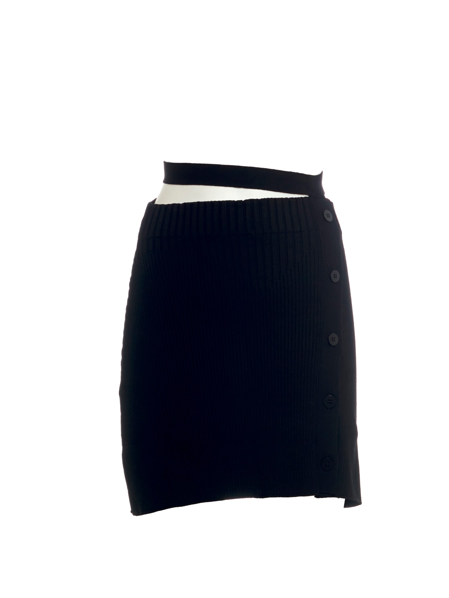 ANDREADAMO Ribbed Knit Mini Skirt With Buttons And