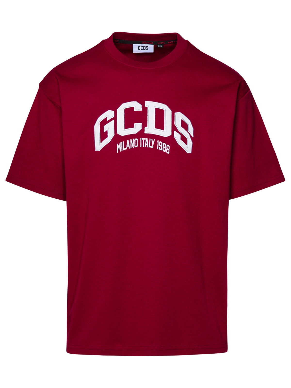 Shop Gcds Burgundy Cotton T-shirt In Bordeaux