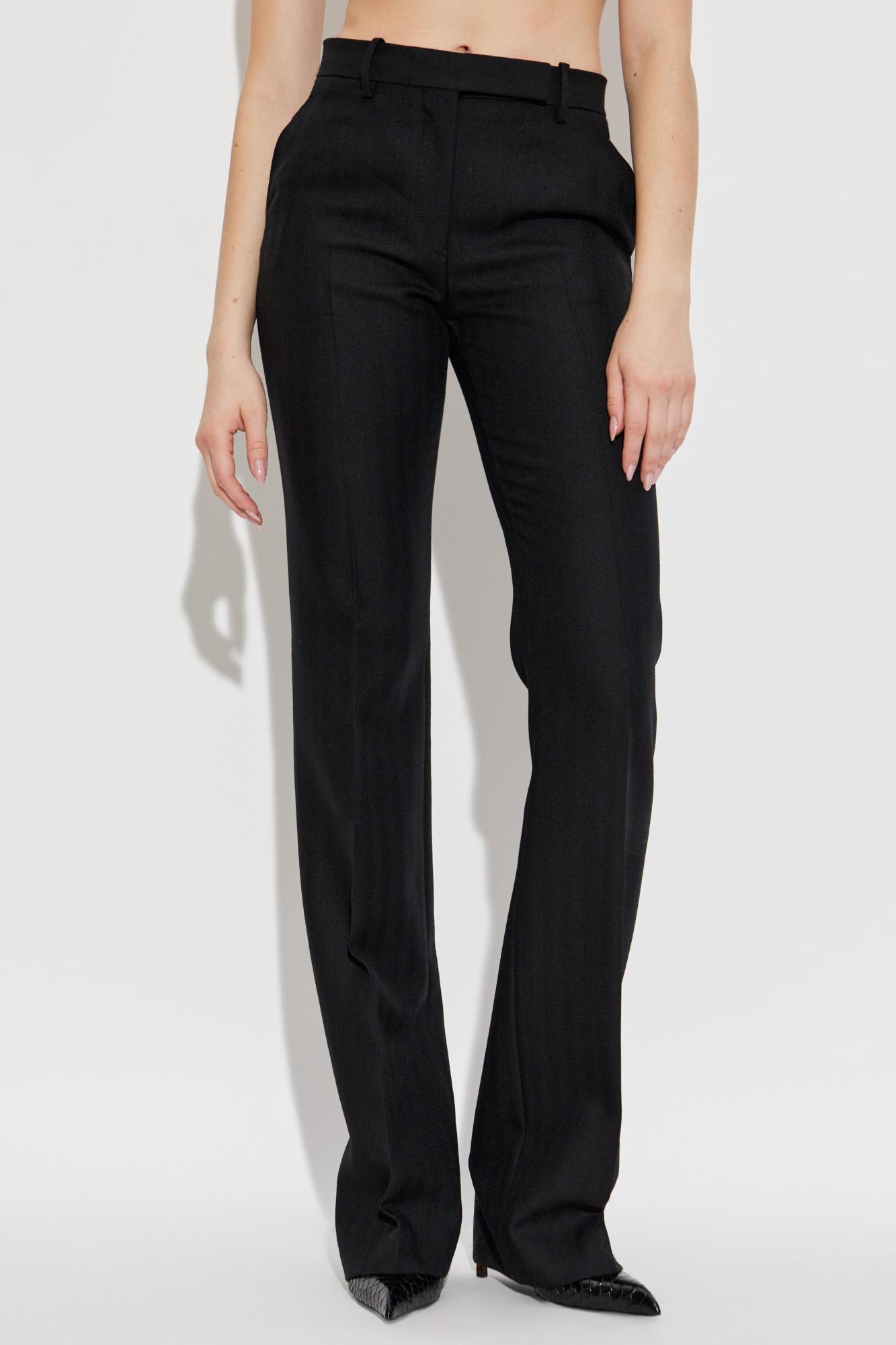 Tom Ford Herringbone Patterned Trousers In Black