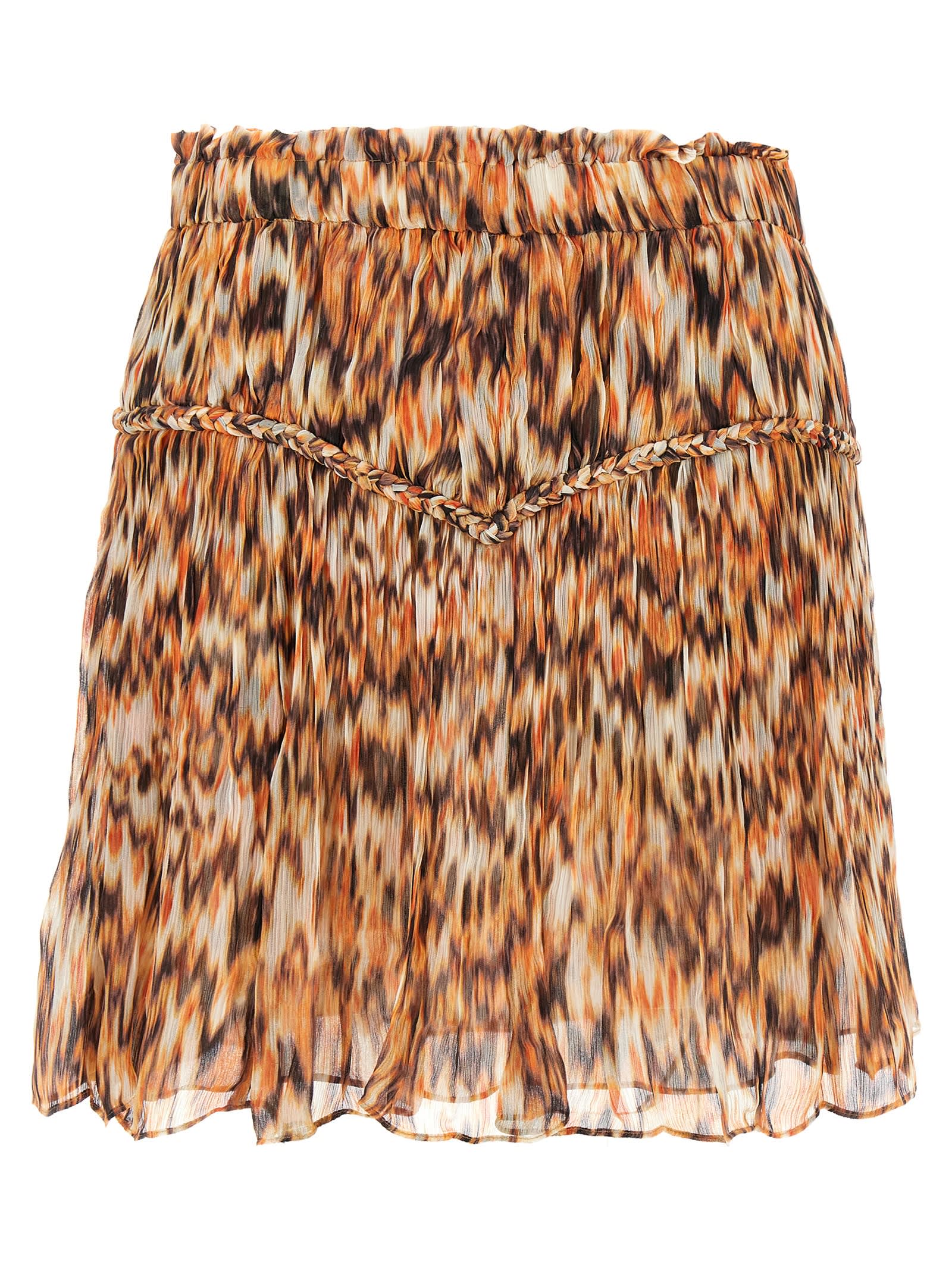 Isabel Marant Roumi Printed Cotton Skirt In Orange