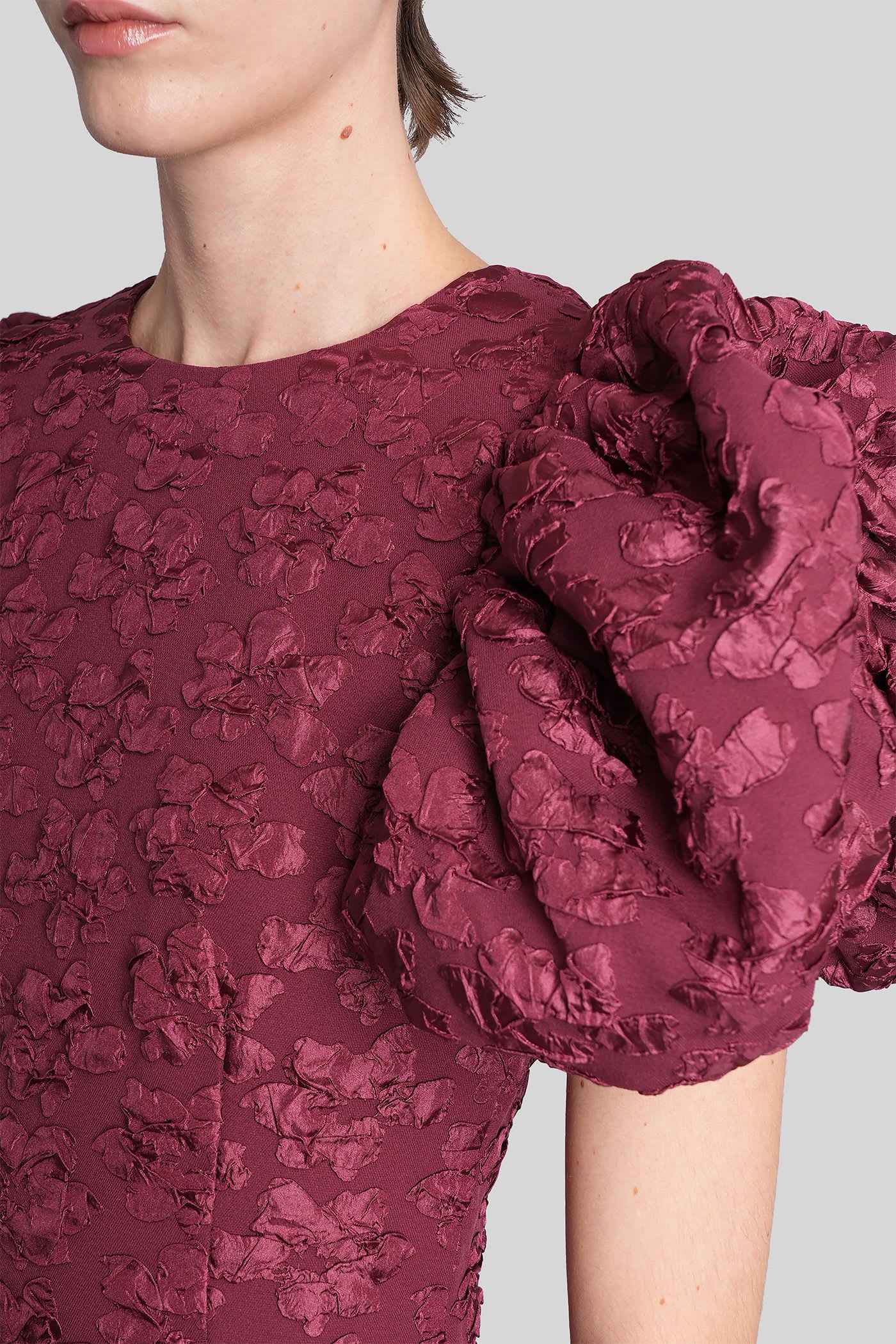 Rotate Birger Christensen Long Dress In Bordeaux Polyester In Burgundy
