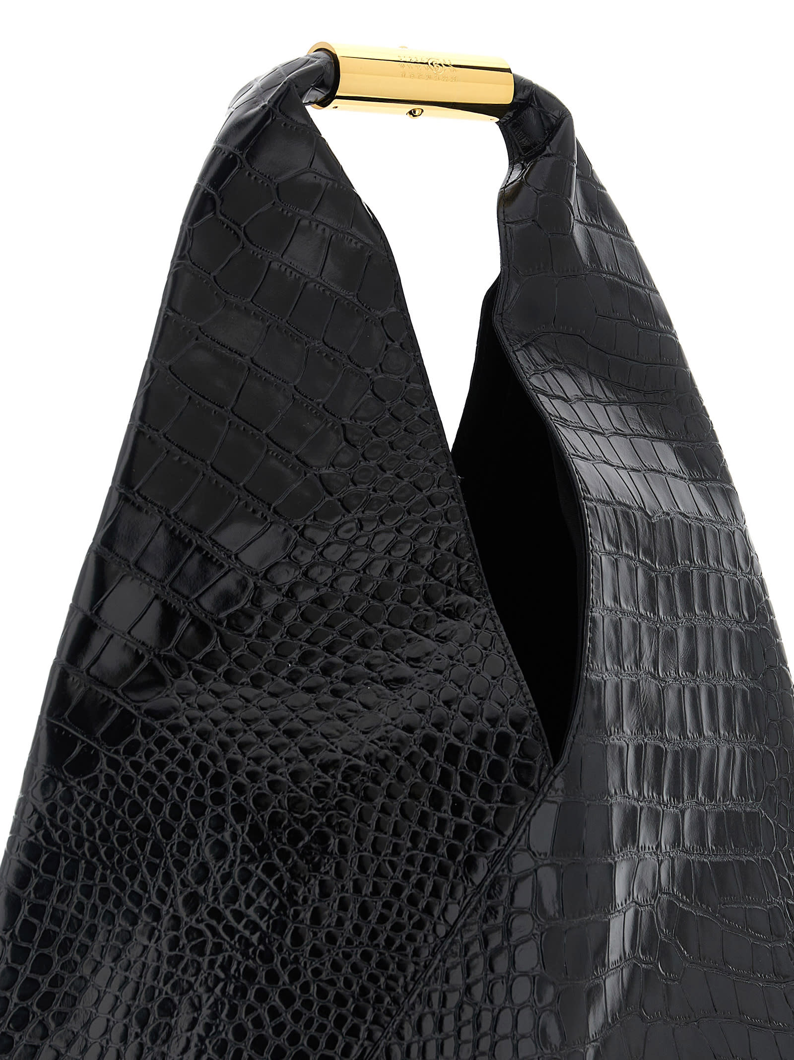 Mm6 Maison Margiela New Japanese Bag In Crocodile-embossed Leather In Black