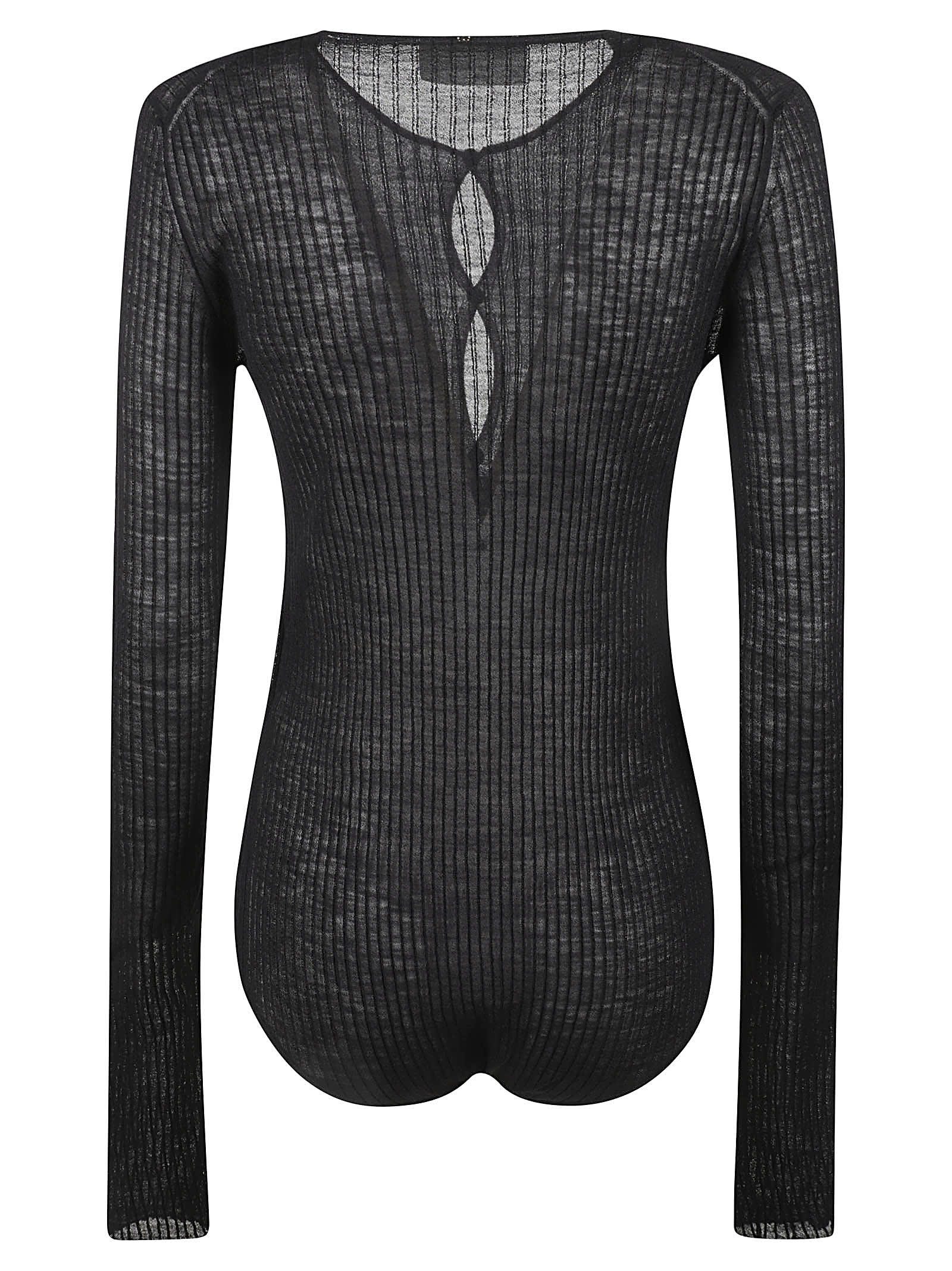 Sportmax Dinar Ribbed Bodysuit In Nero