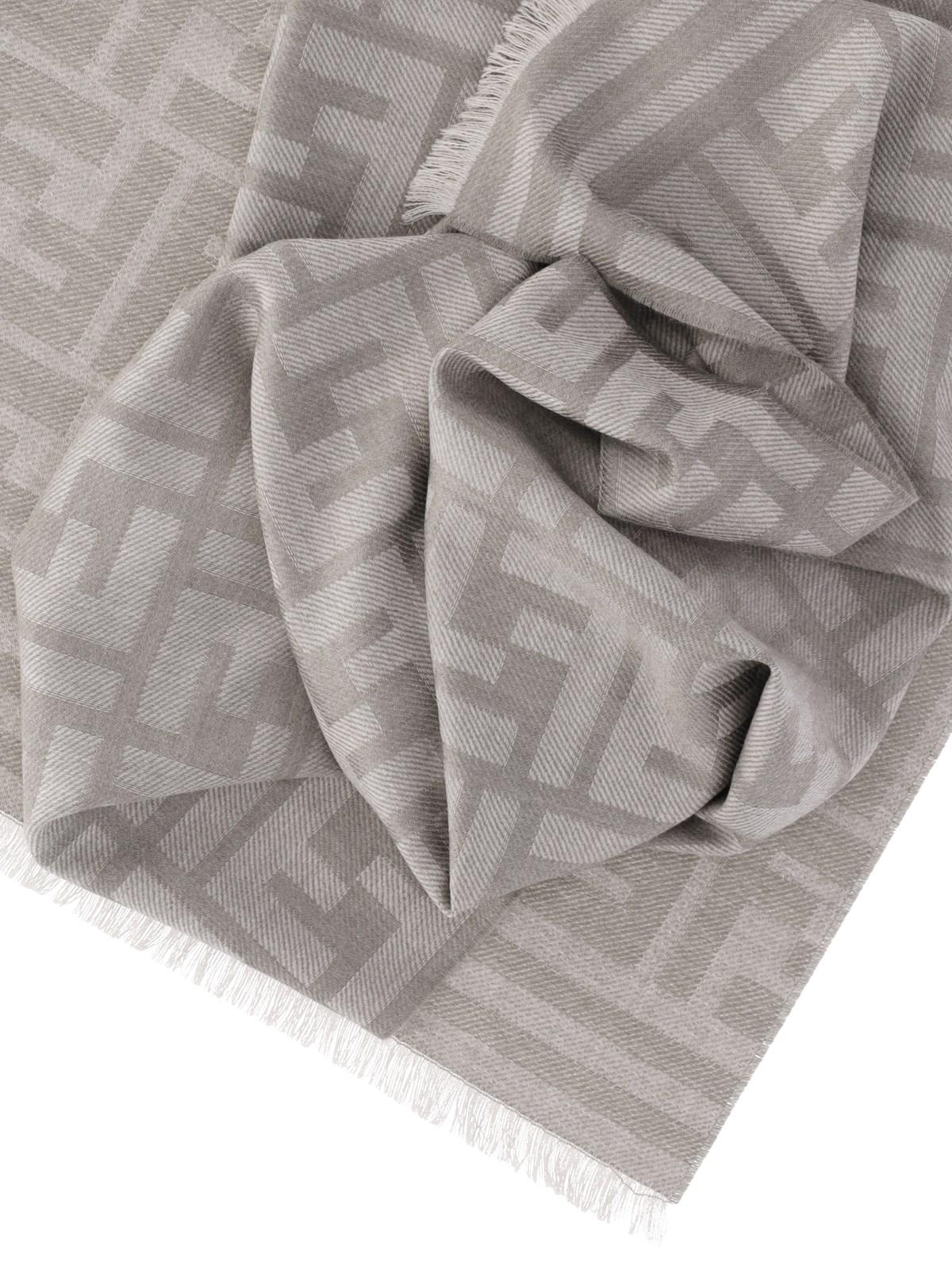 Shop Fendi Ff Reversible Scarf In Taupe