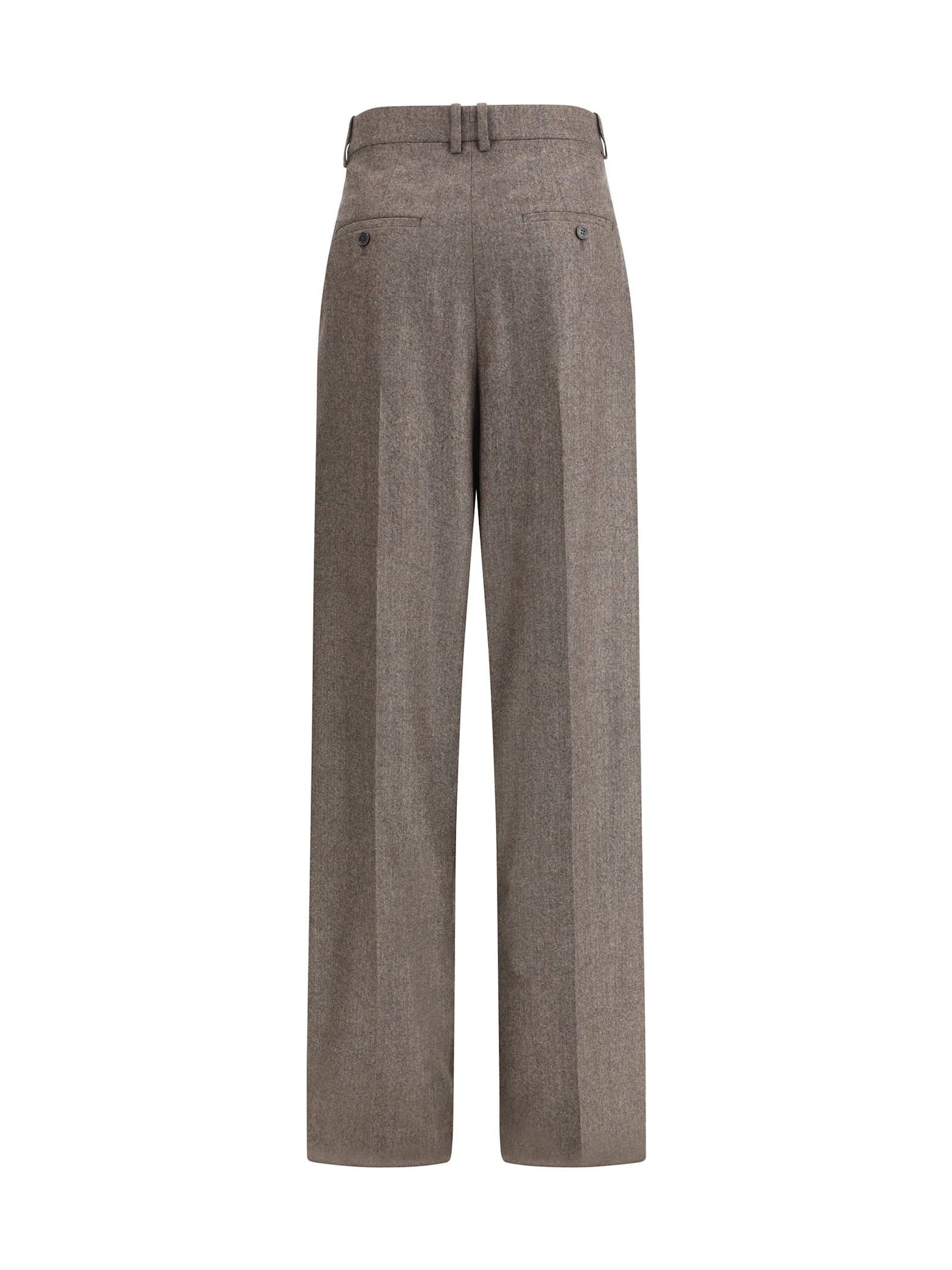 Saint Laurent Wool Herringbone Pattern Wide Leg Pants In Gray