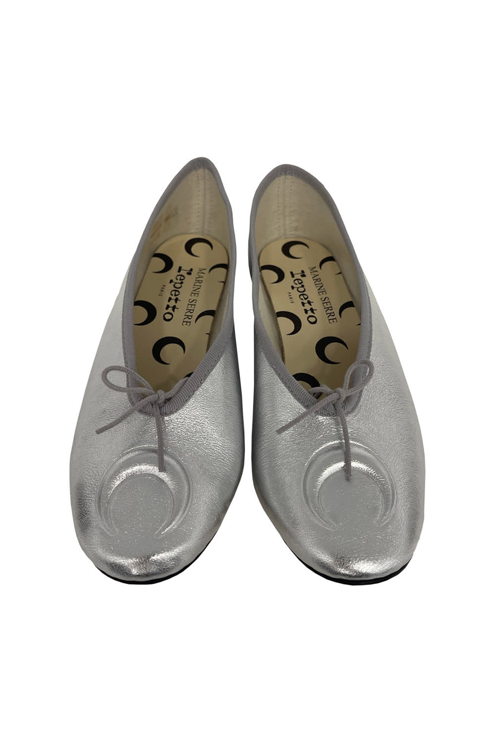 Marine Serre X Repetto Ballerinas In Silver