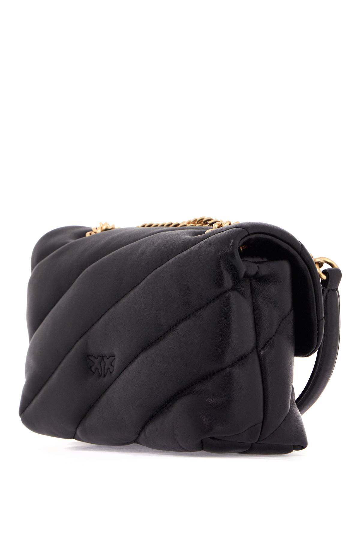 Shop Pinko Love Mini Puff Maxi Quilt Bag In Nero-antique Gold (black)