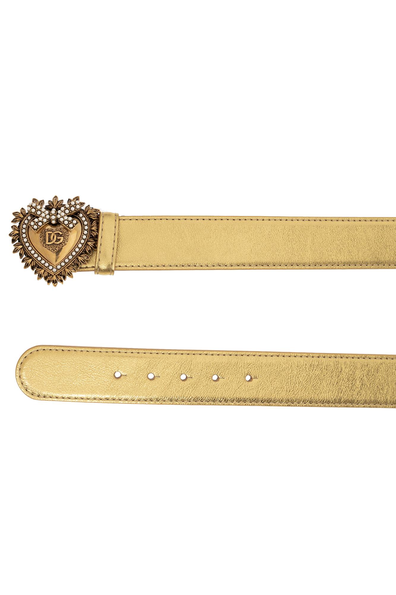 Shop Dolce & Gabbana Leather Belt In Oro