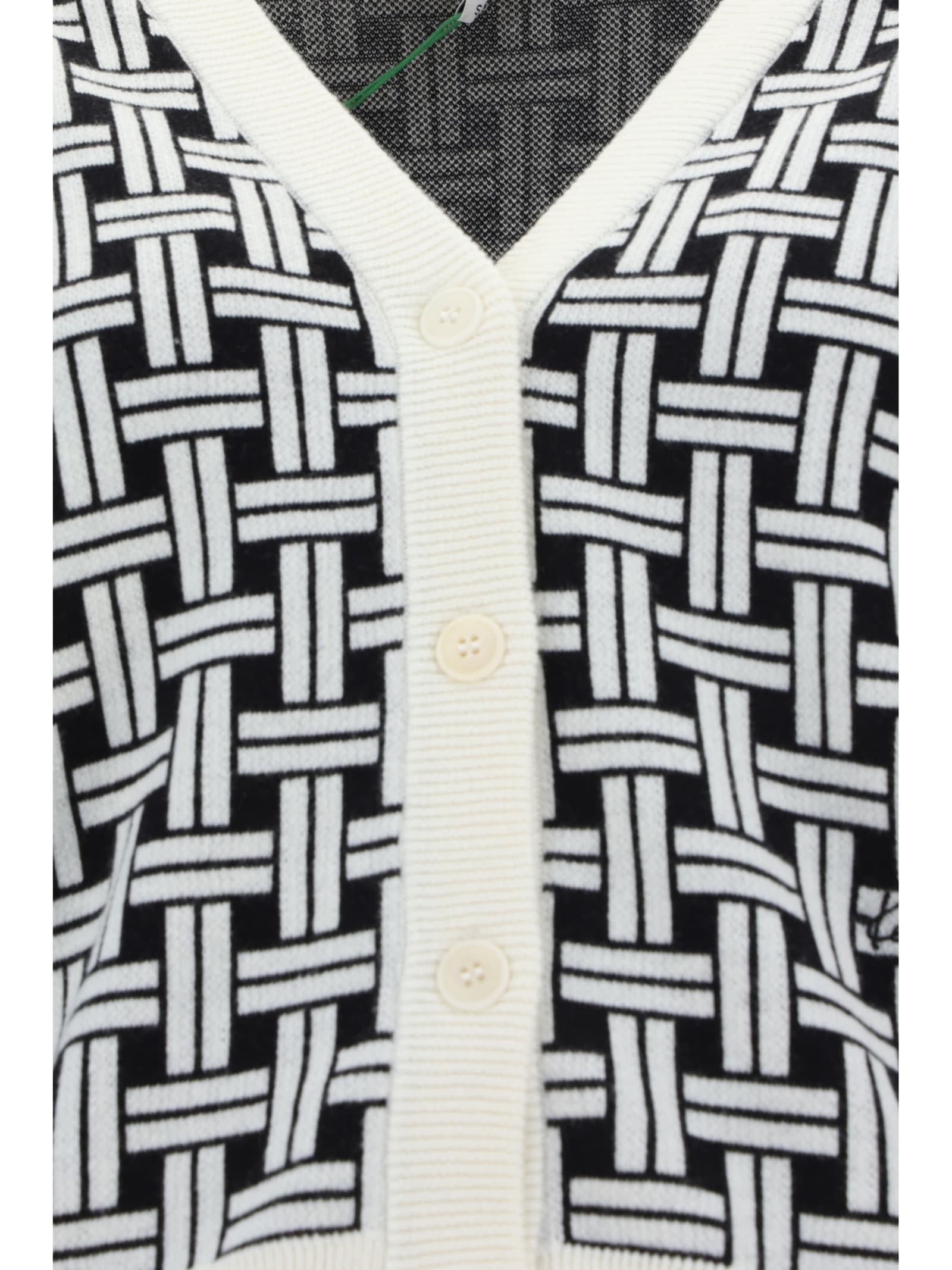 Shop Kenzo Weave Cardigan In Off White