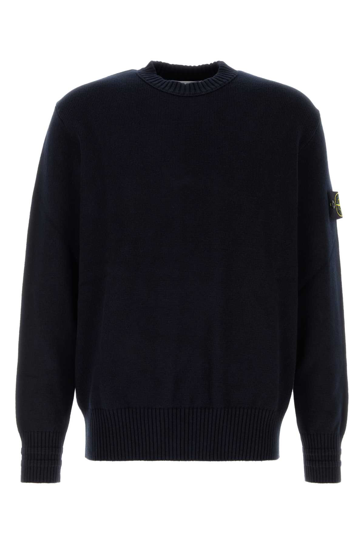 STONE ISLAND MIDNIGHT BLUE COTTON BLEND SWEATER 