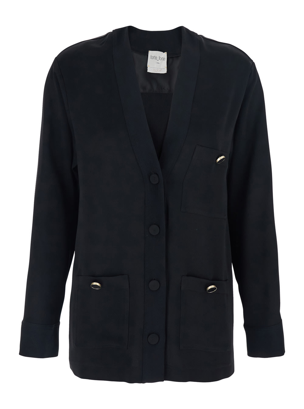 Forte Forte Envers Satin Saharienne Jacket In Black