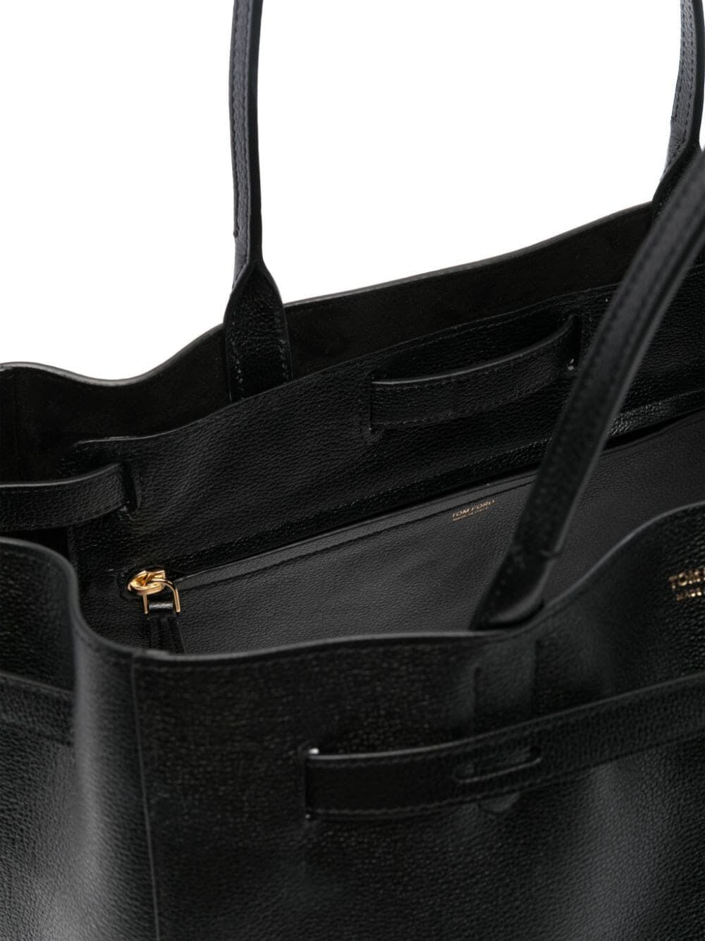 Shop Tom Ford Grain Leather Large Tote In Black