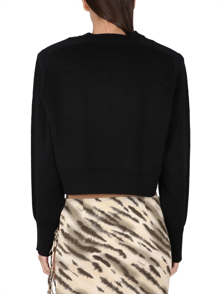 Rotate Birger Christensen Rotate Birgerchristensen Cropped Shirt With Logo In Black