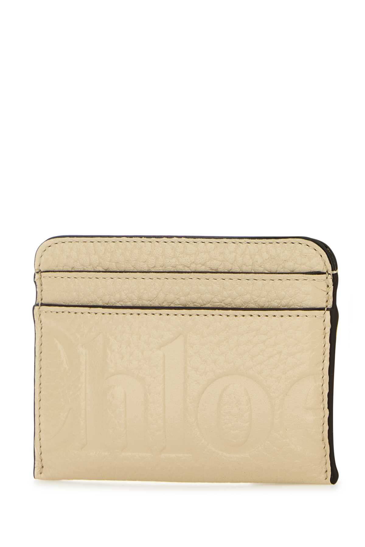 Shop Chloé Cream Leather Card Holder In Sweetbeige