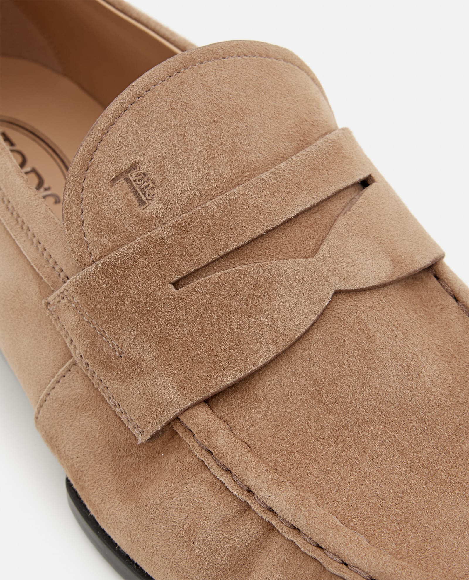 Shop Tod's Suede Loafers In Brown