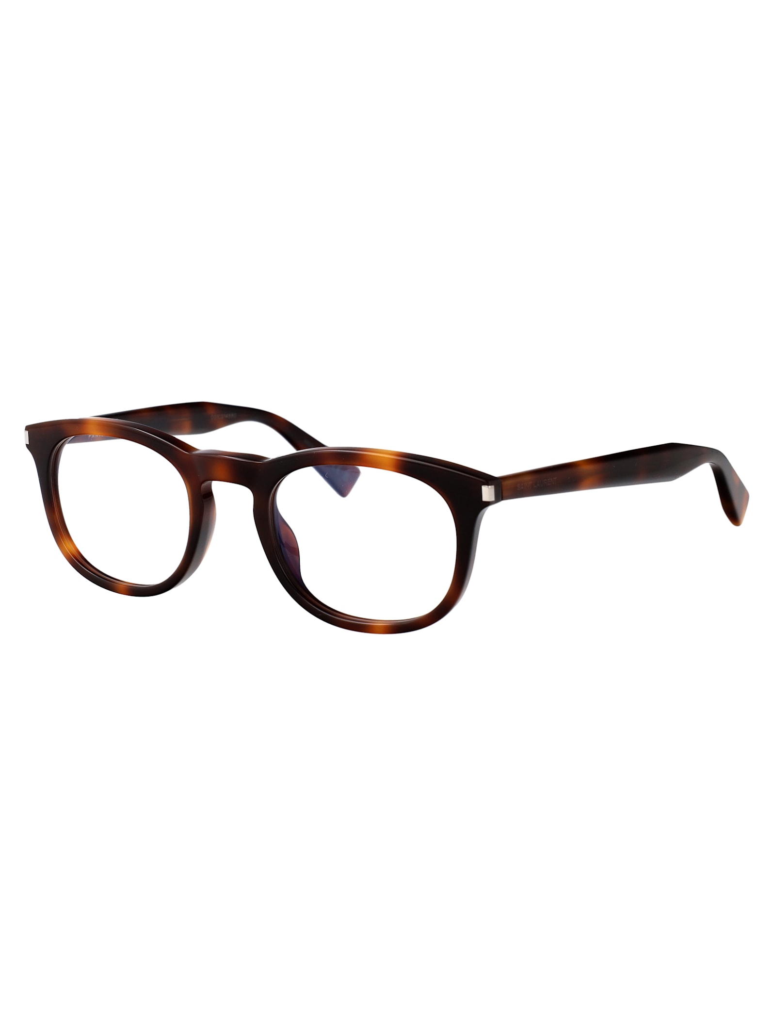 Saint Laurent Havana-havana-transparent Recycled Acetate Glasses In Transparent