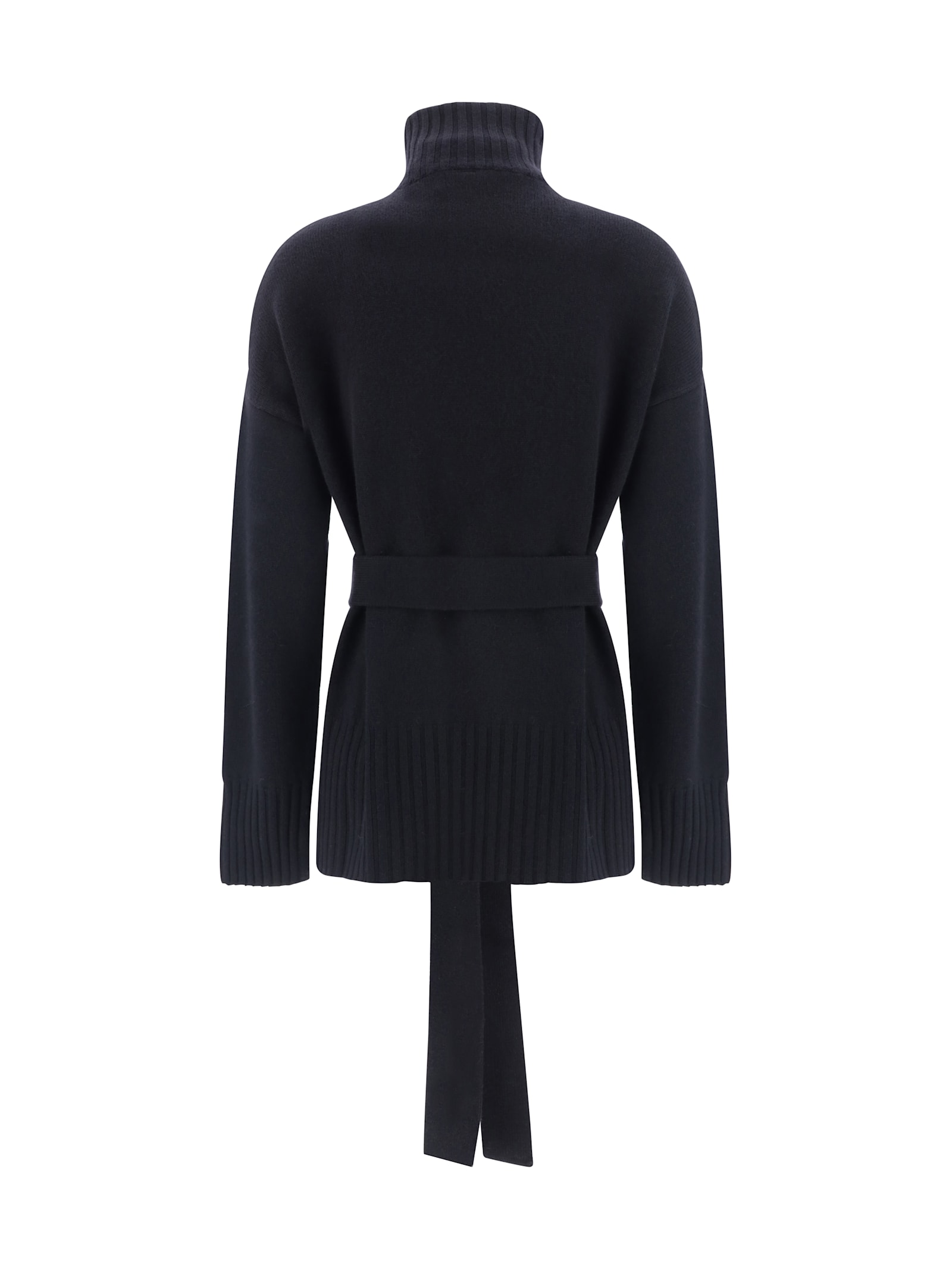 Wild Cashmere Katie Belted Sweater In Black