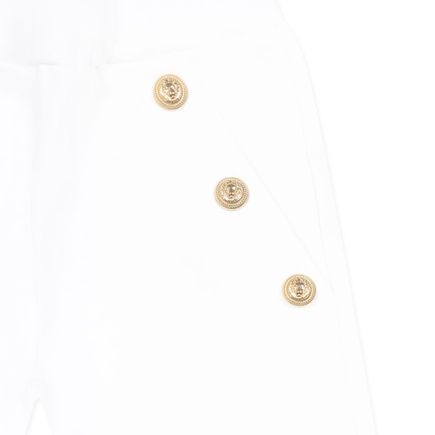 Balmain Baby Girls Logo Button Trousers In White