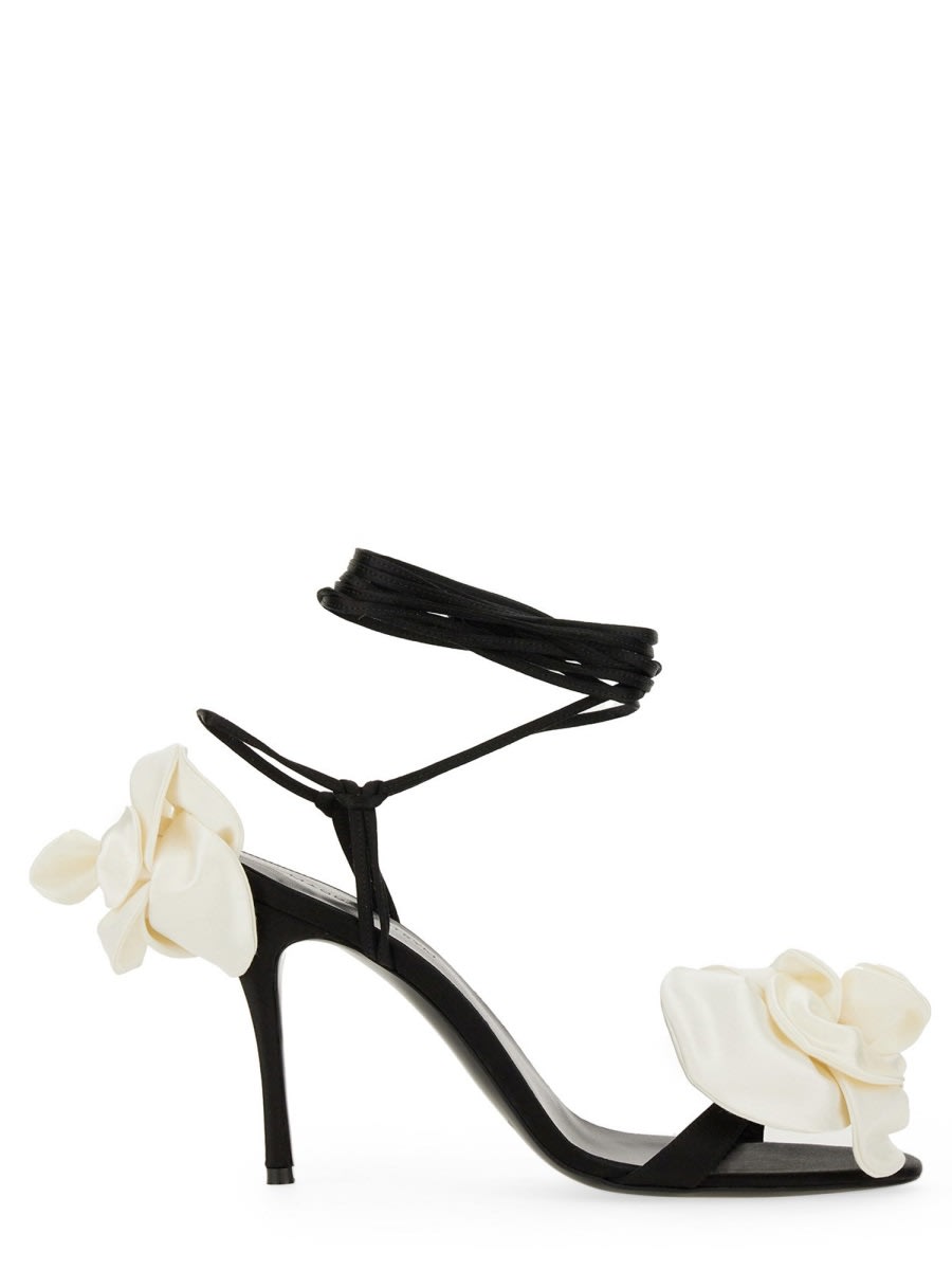 Shop Magda Butrym Sandal With Flower Detail In Black