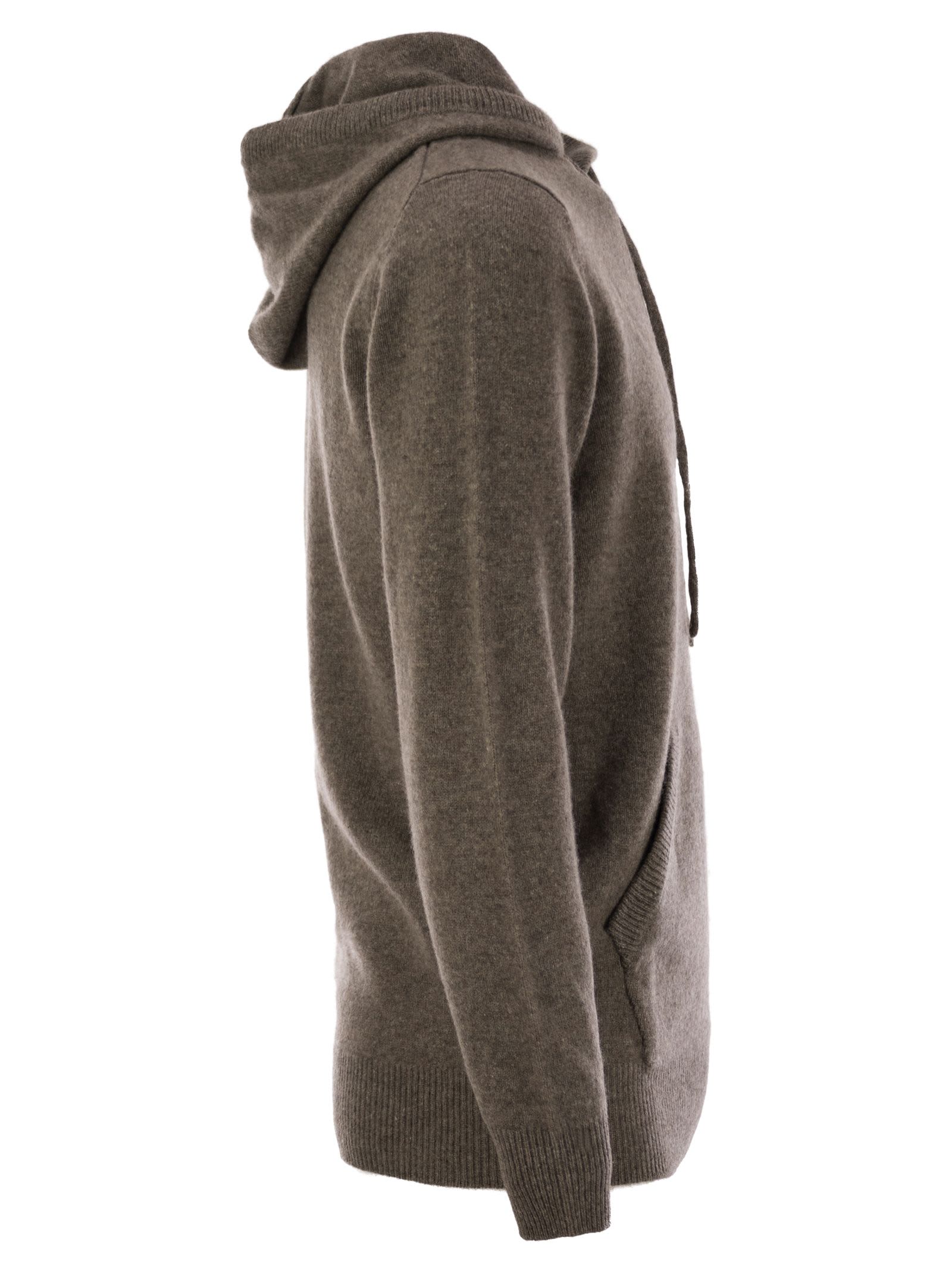 Mc2 Saint Barth Mahony - Hooded Lambswool Jumper In Hazelnut