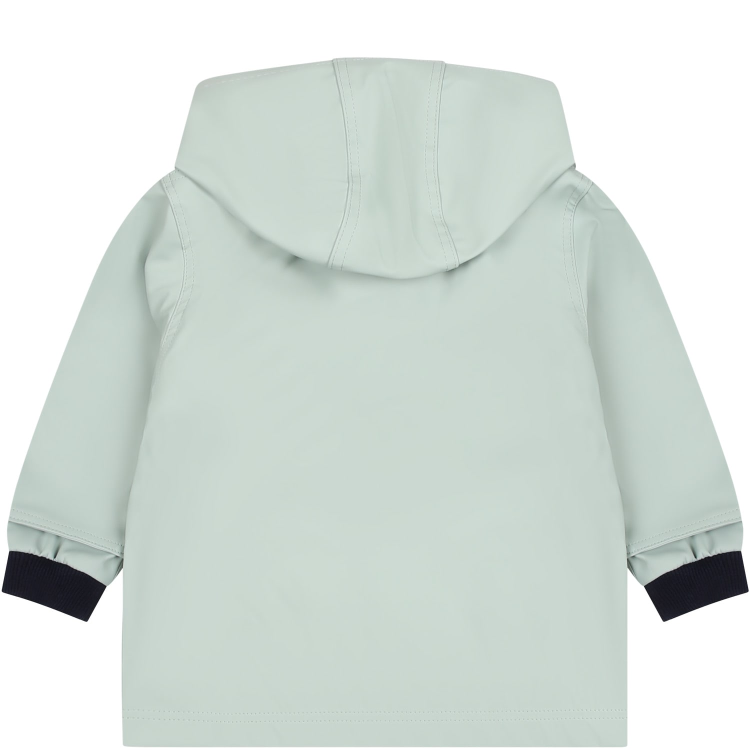 Shop Petit Bateau Green Raincoat For Babies