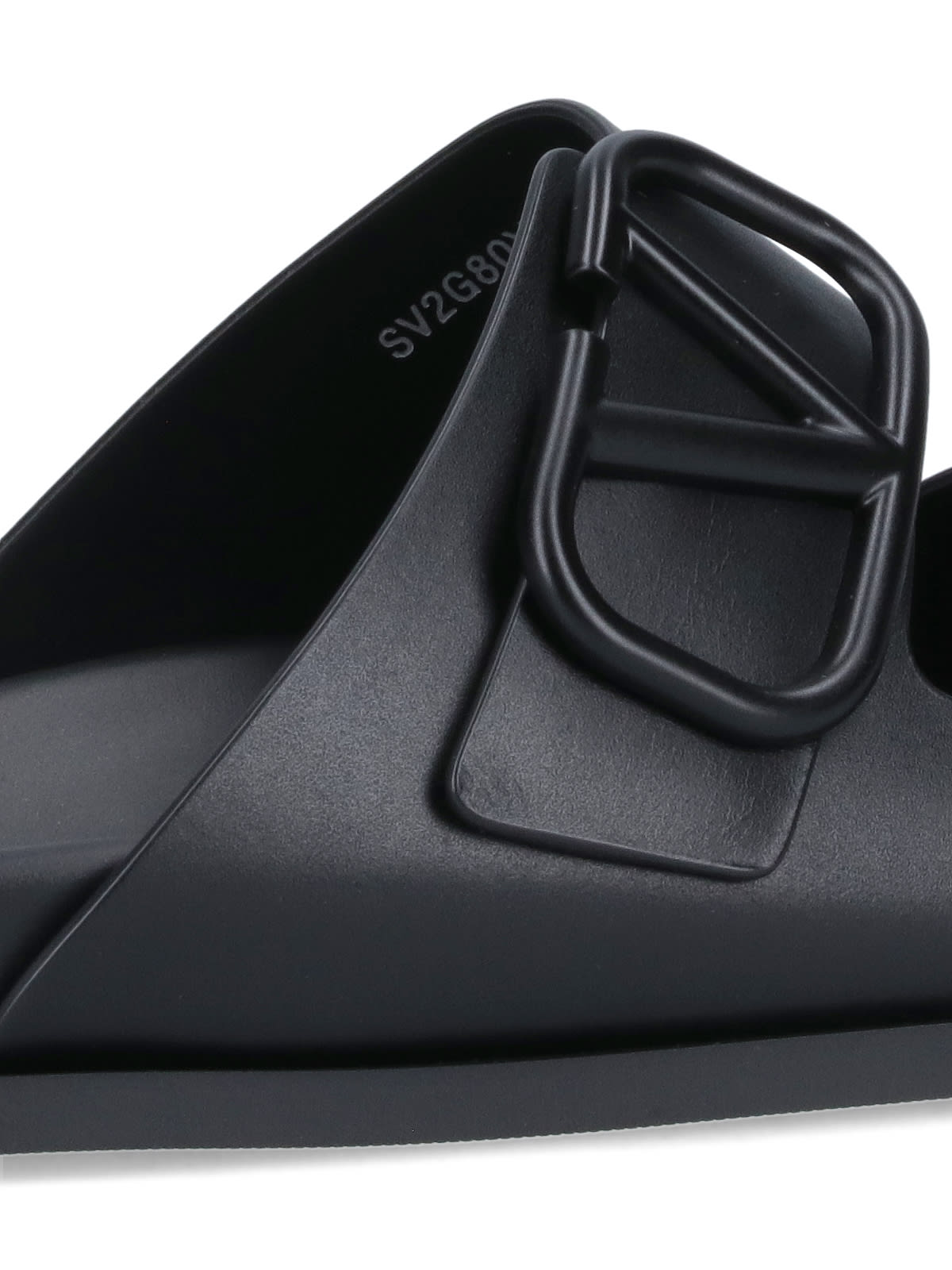 Shop Valentino Logo Sandals In Black