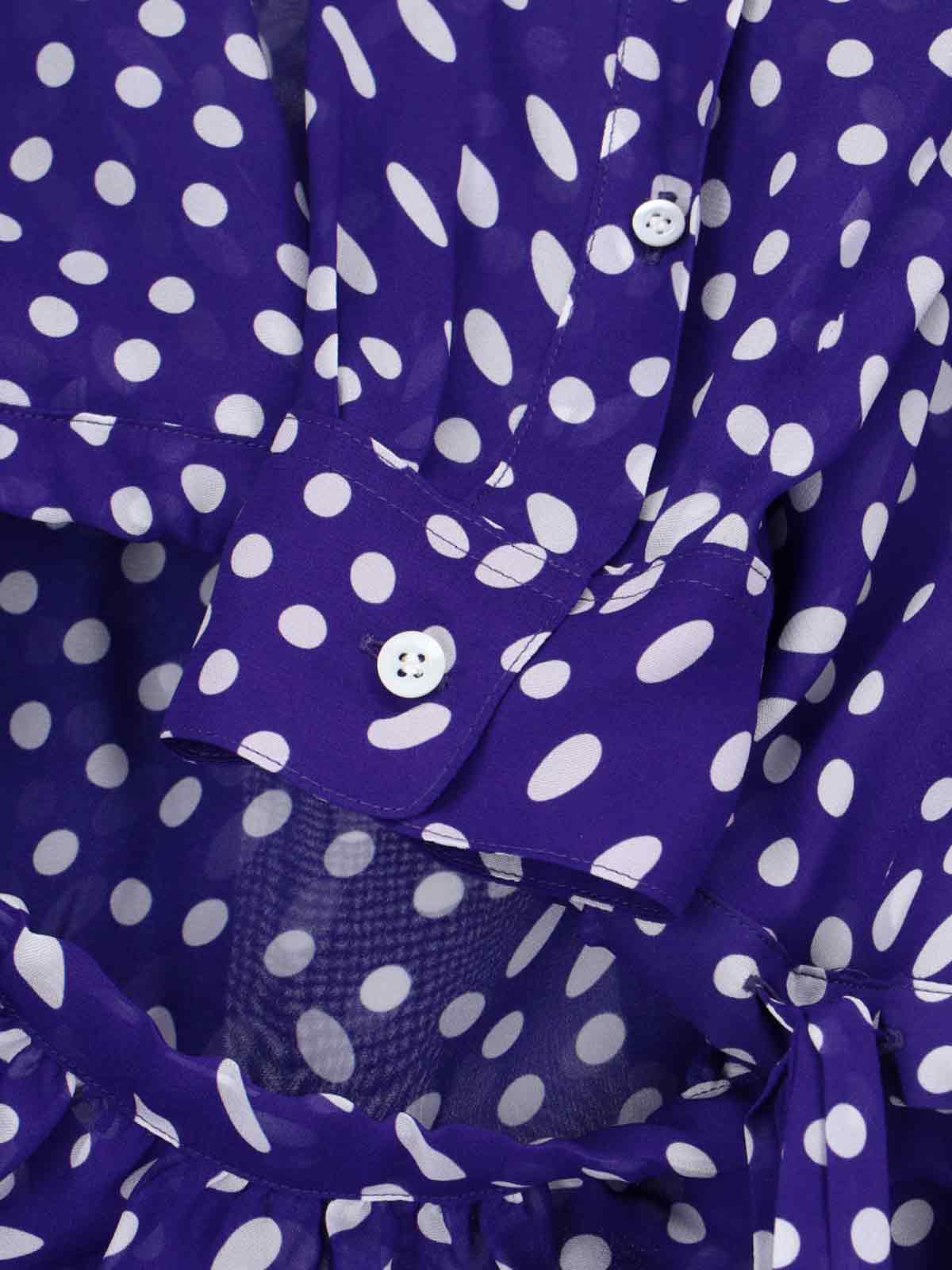 Dries Van Noten Long Sleeve Polka Dot Top With Tie In Purple