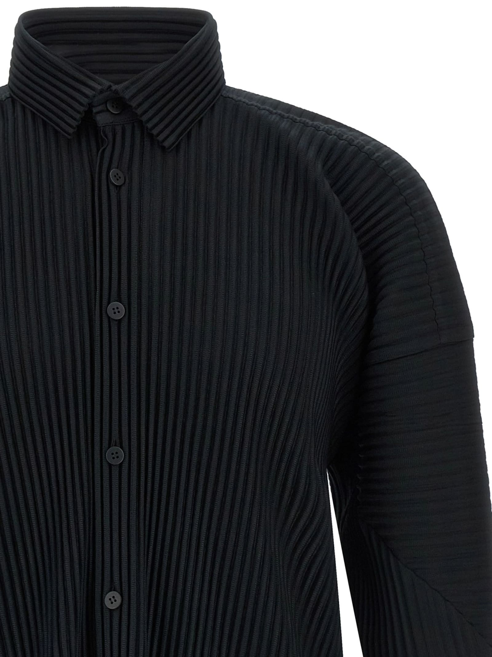 Issey Miyake Bottoned Long Sleeves Shirt In Black