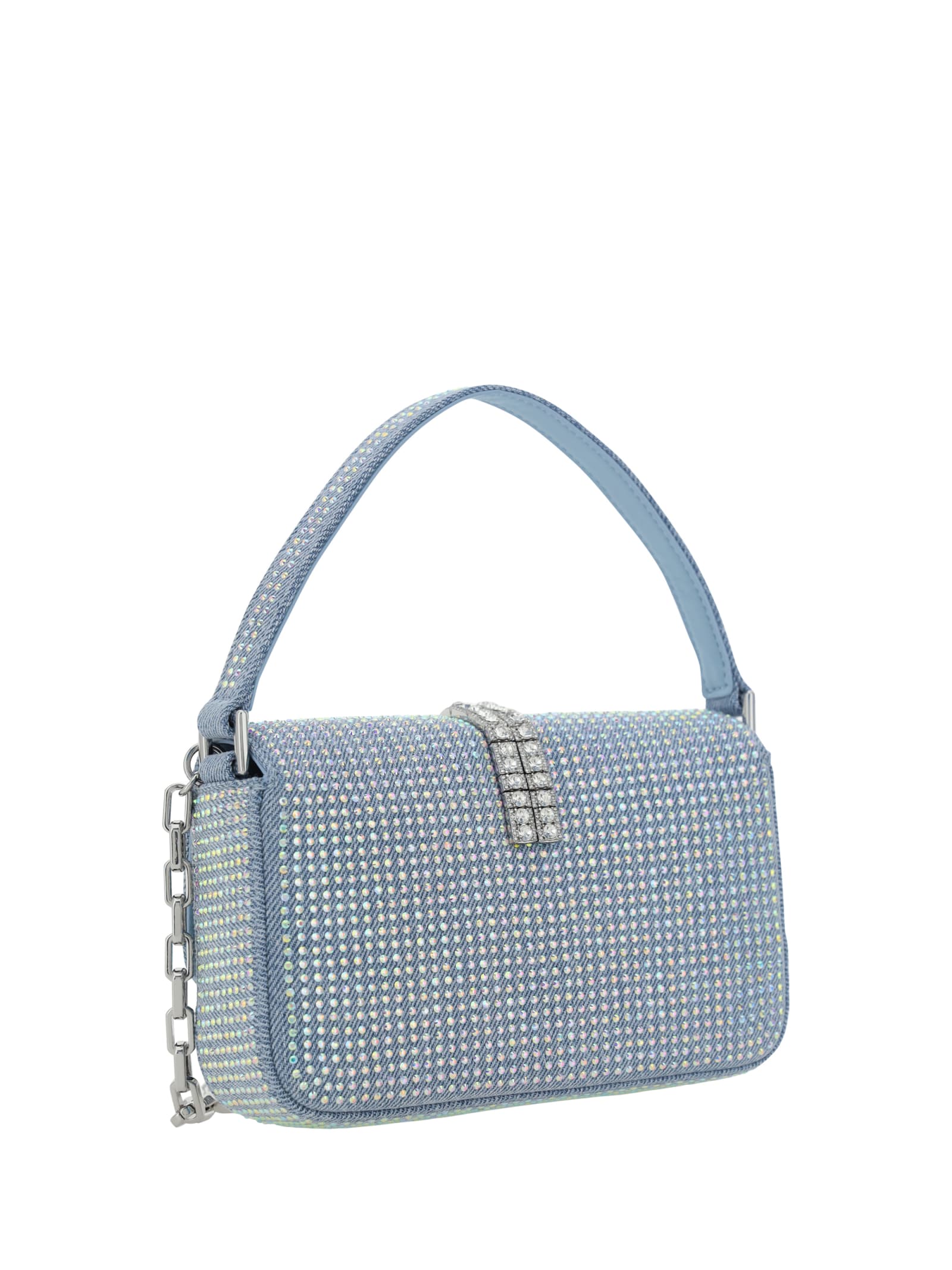 Shop Self-portrait Baguette Handbag In Blue