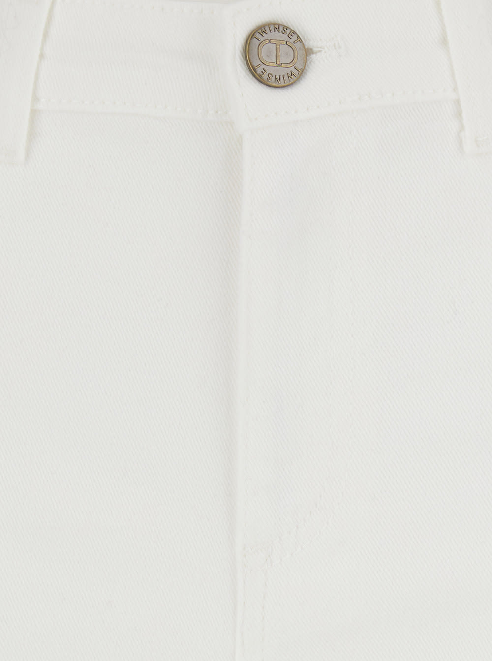 Twinset White Pants With Wide Leg And Logo Patch On The Rear In Cotton Woman In White
