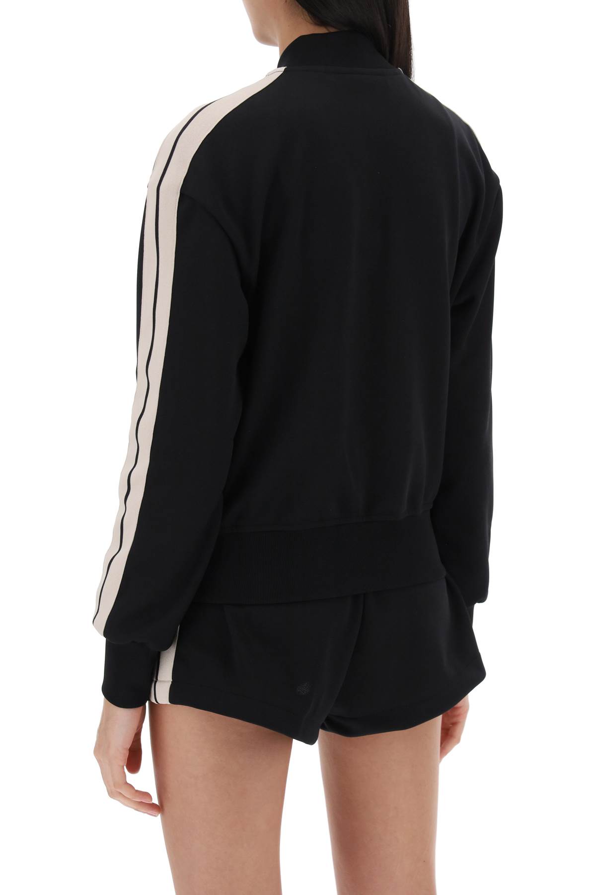 Shop Palm Angels Track Sweatshirt With Contrast Bands In Black Off White (black)