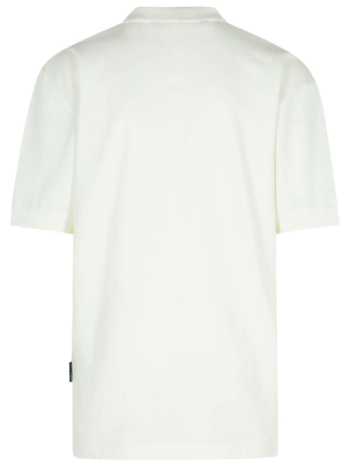 Shop Palm Angels College White Cotton Polo Shirt In Bianco