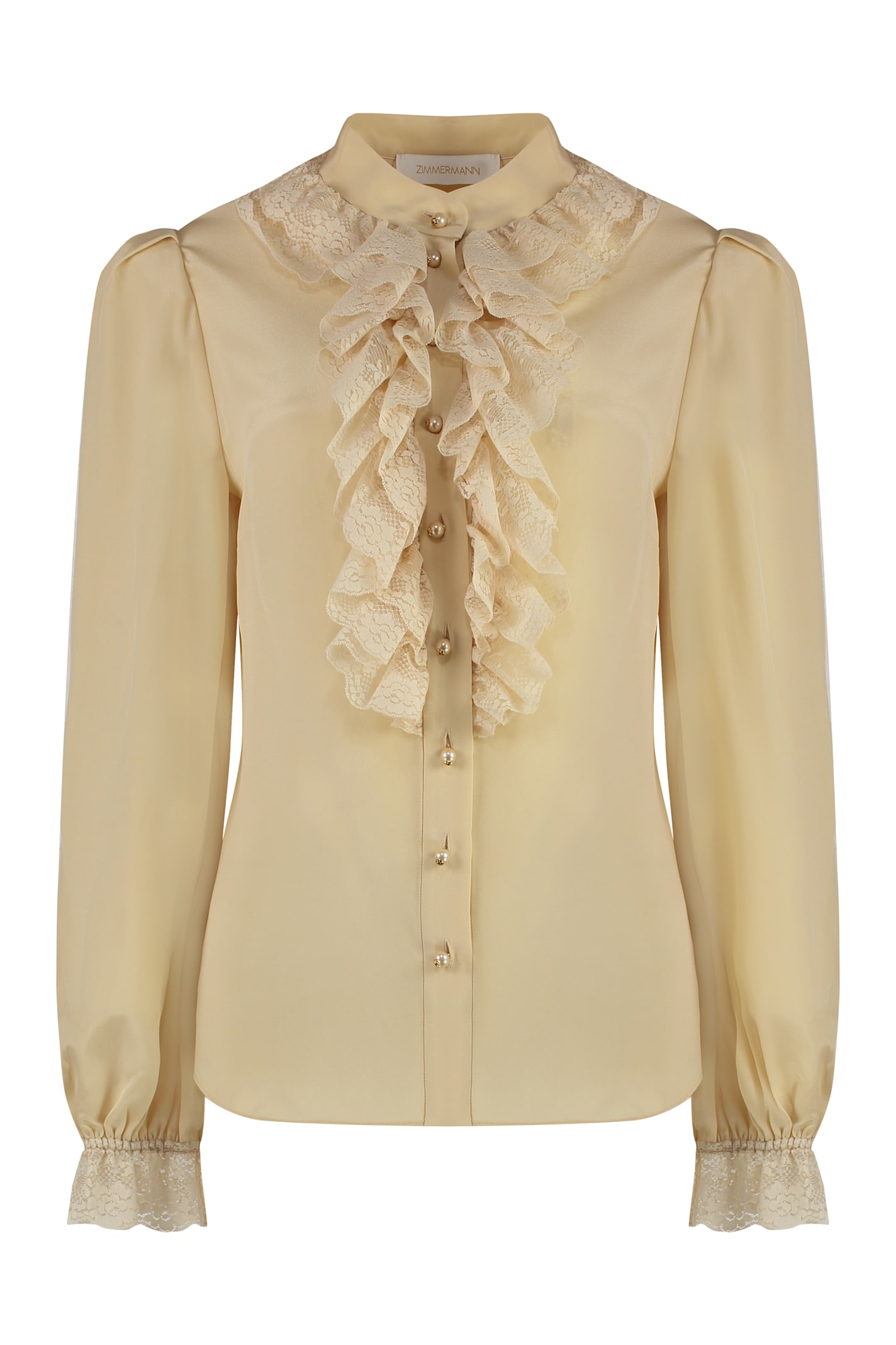 Zimmermann Ruffled Blouse Lace Detailing In Beige
