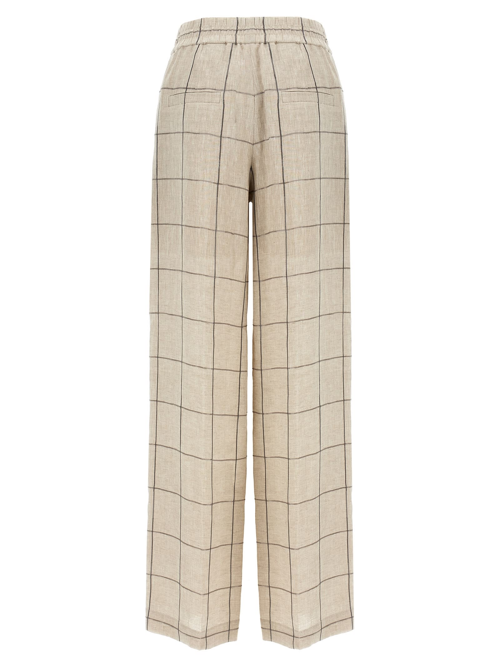 Shop Brunello Cucinelli Check Dazzling Pants In Beige