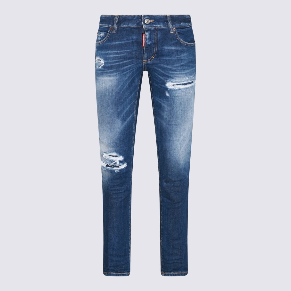 Shop Dsquared2 Dark Blue Cotton Blend Jeans