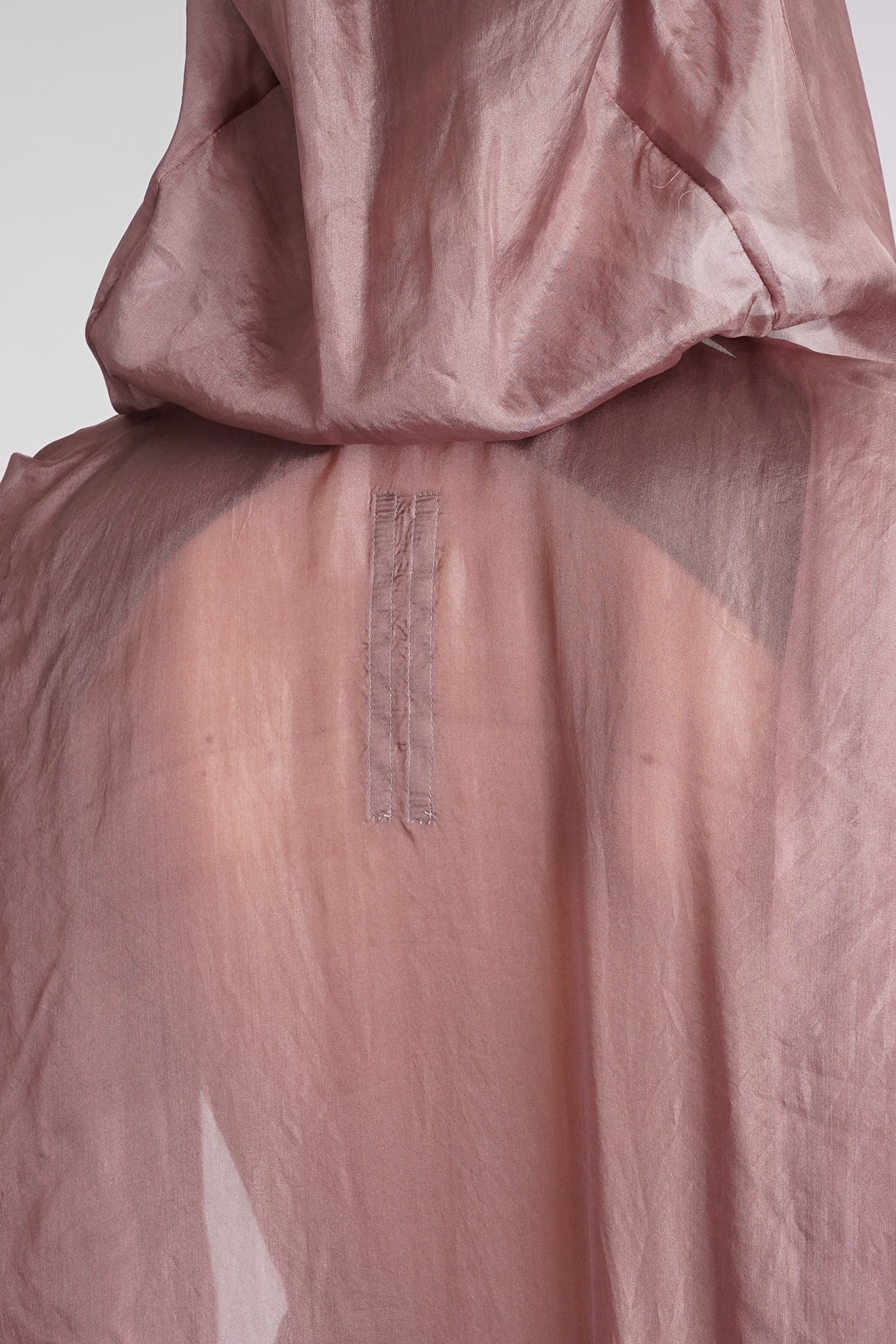 Shop Rick Owens Hooded Bubble Cape In Rose-pink Silk