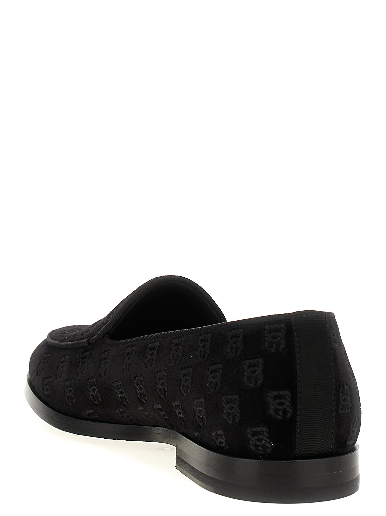 Dolce & Gabbana Vivaldi Velvet Loafers In Black