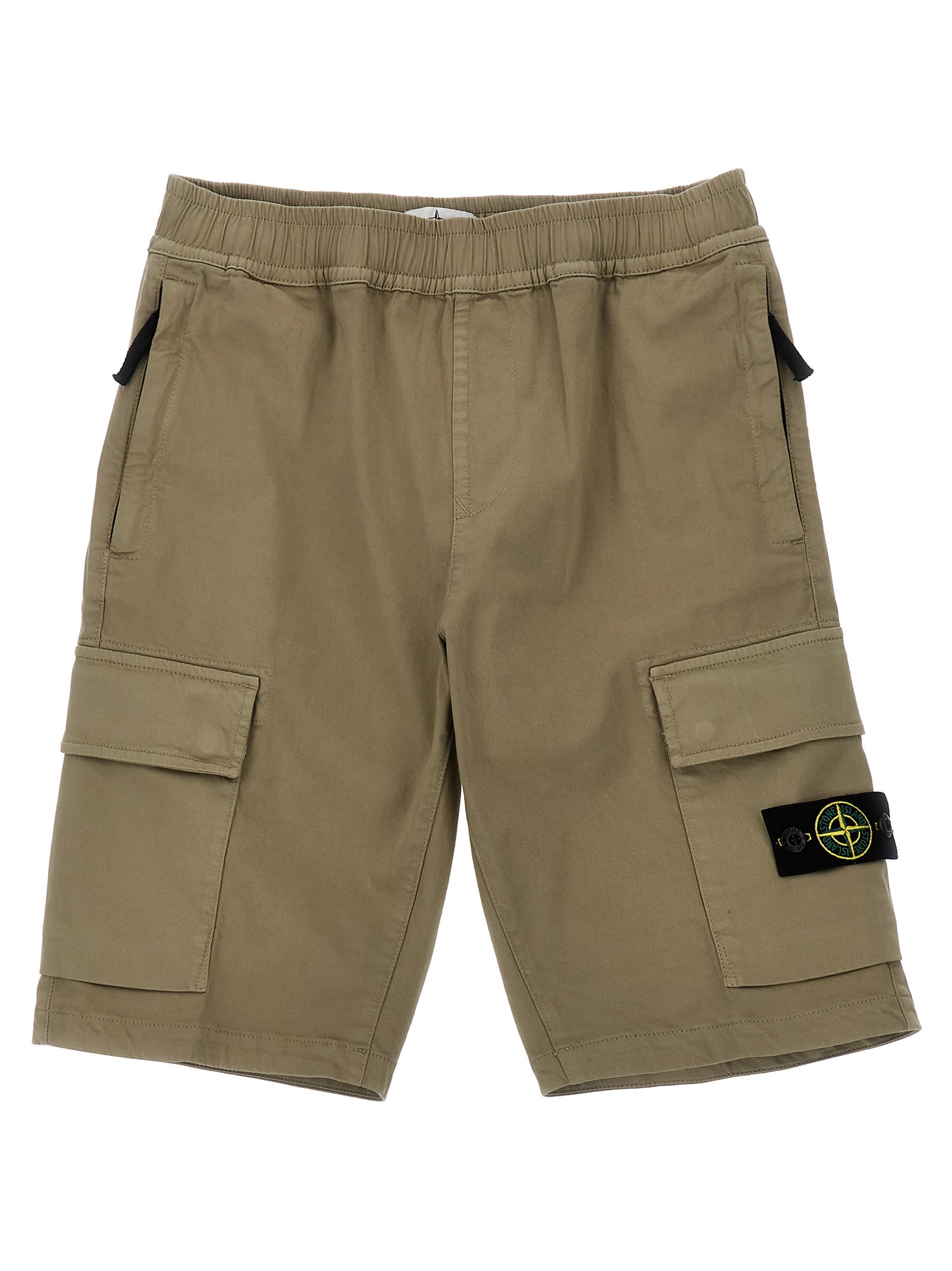 Stone Island Compass-patch Shorts In Beige