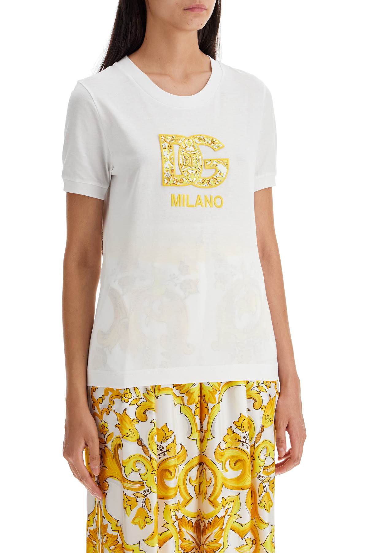 Shop Dolce & Gabbana Maiolica Dg Patch T In Ricamati (white)