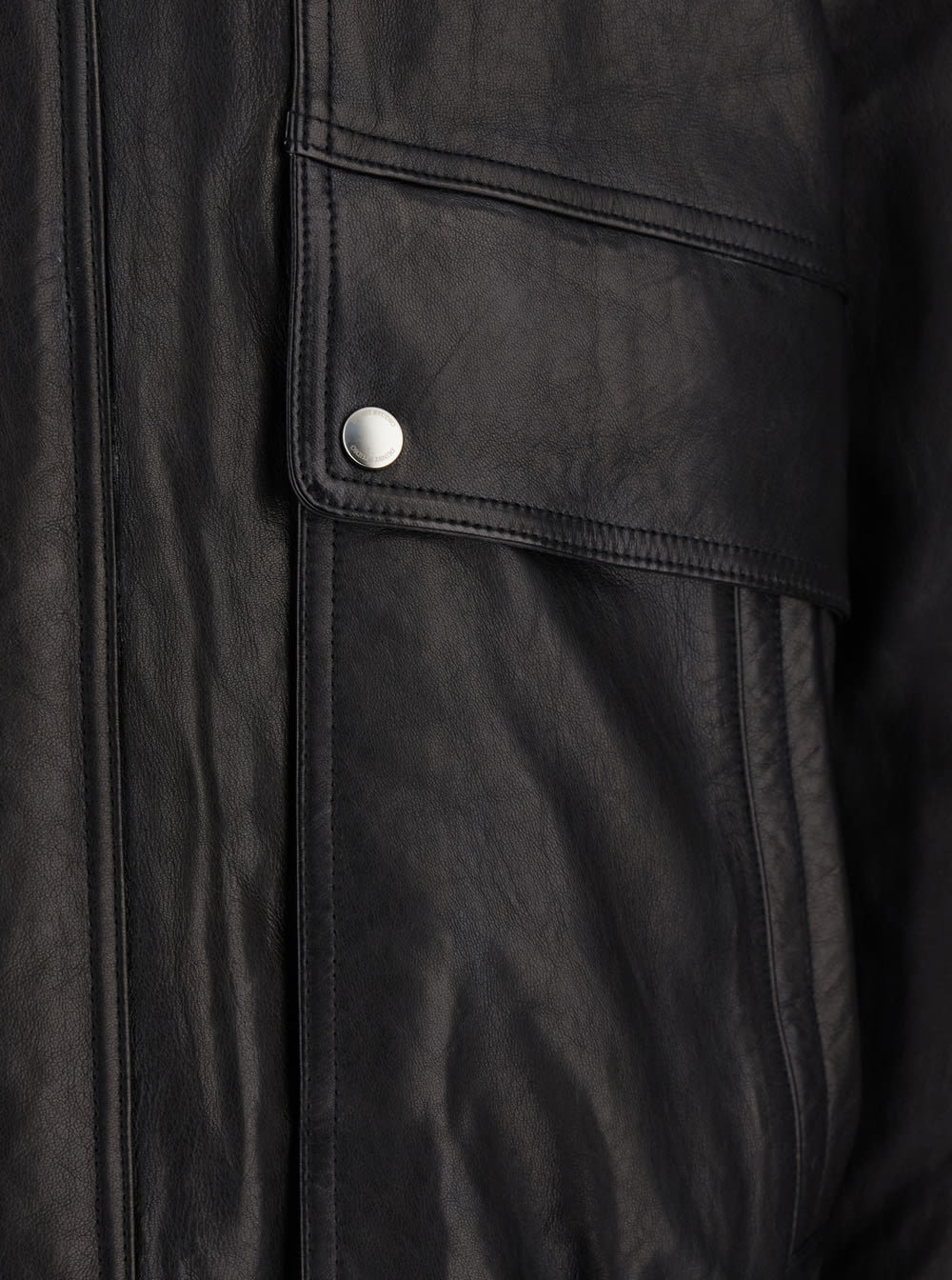 Dunst Black Jacket With Pockets On The Front And Elastic Hem In Leather Man In Black