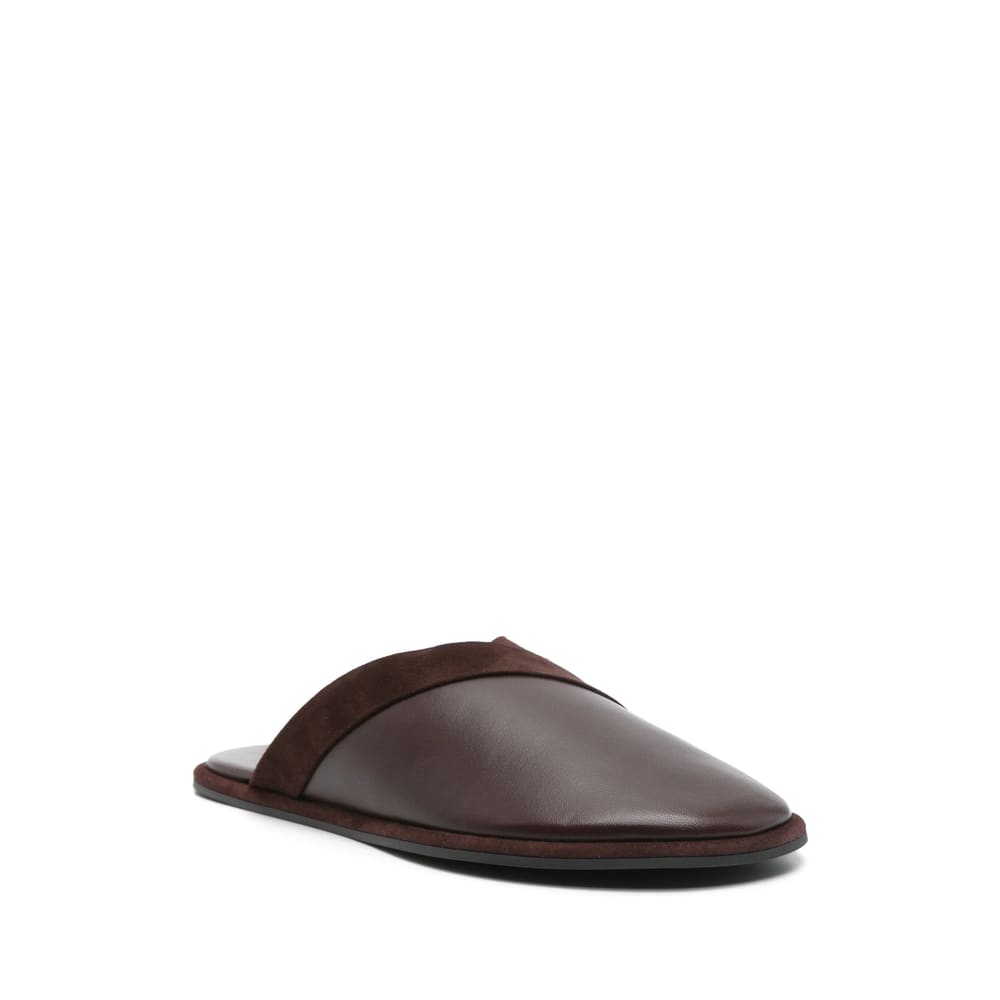 Neous Leather Atik Slides In Brown