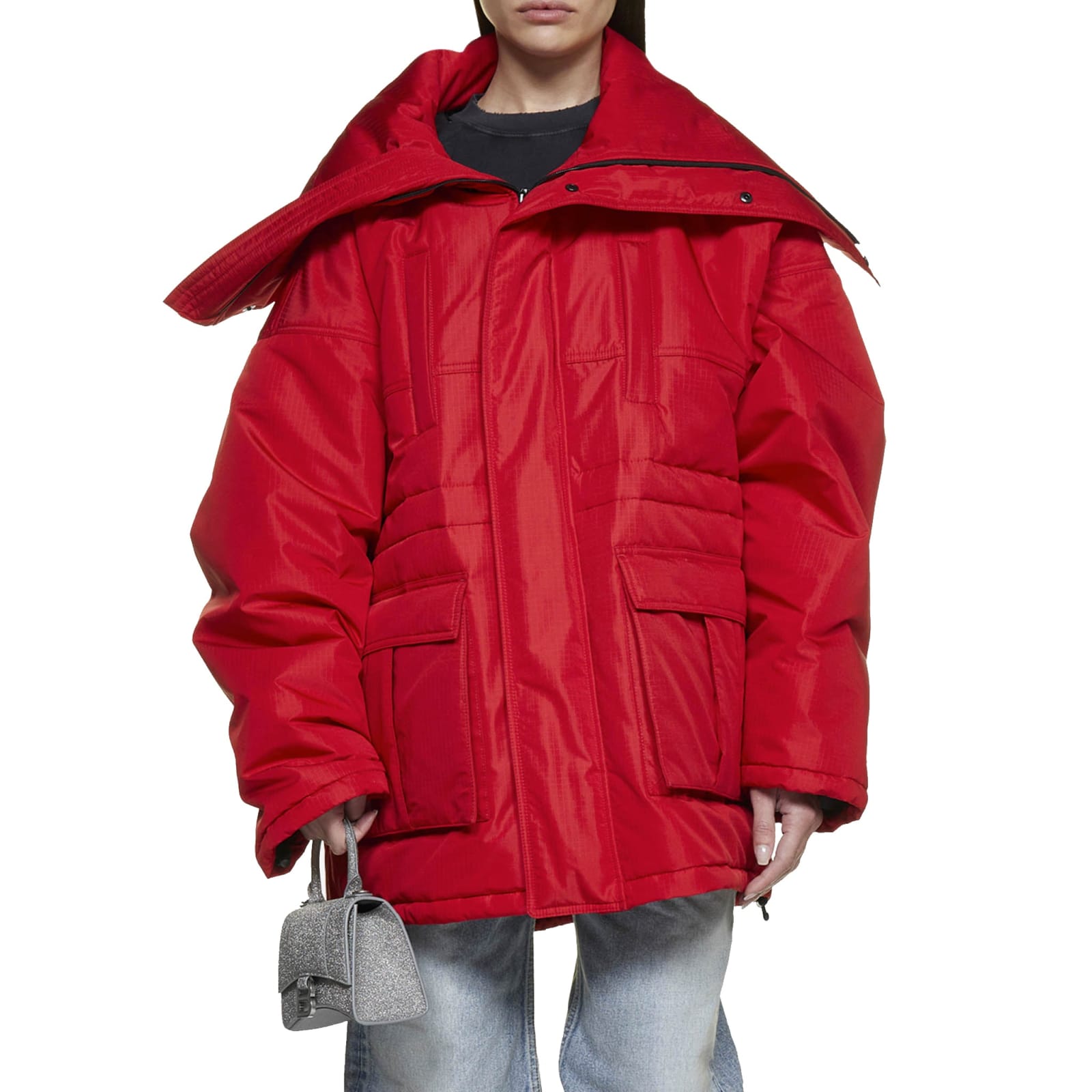 Shop Balenciaga Lightweight Padded Coat In Red