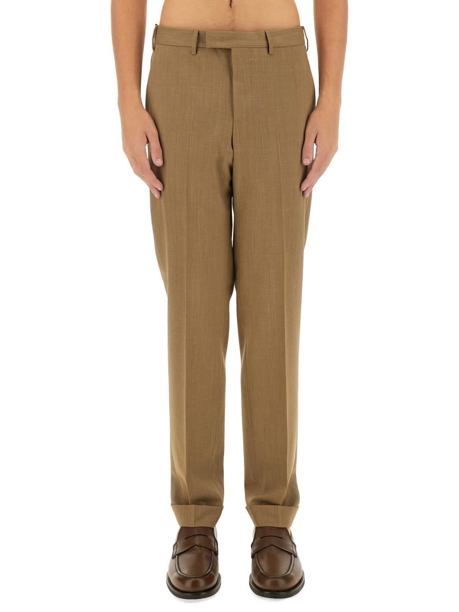 Pt Torino Tailored Brown Suit Pants With Straight-leg Silhouette In Brown