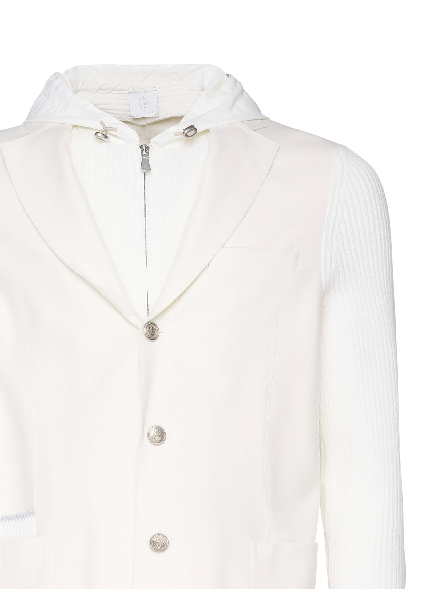 Shop Eleventy Bib Jacket In Double Style In Bianco, Avorio E Avorio