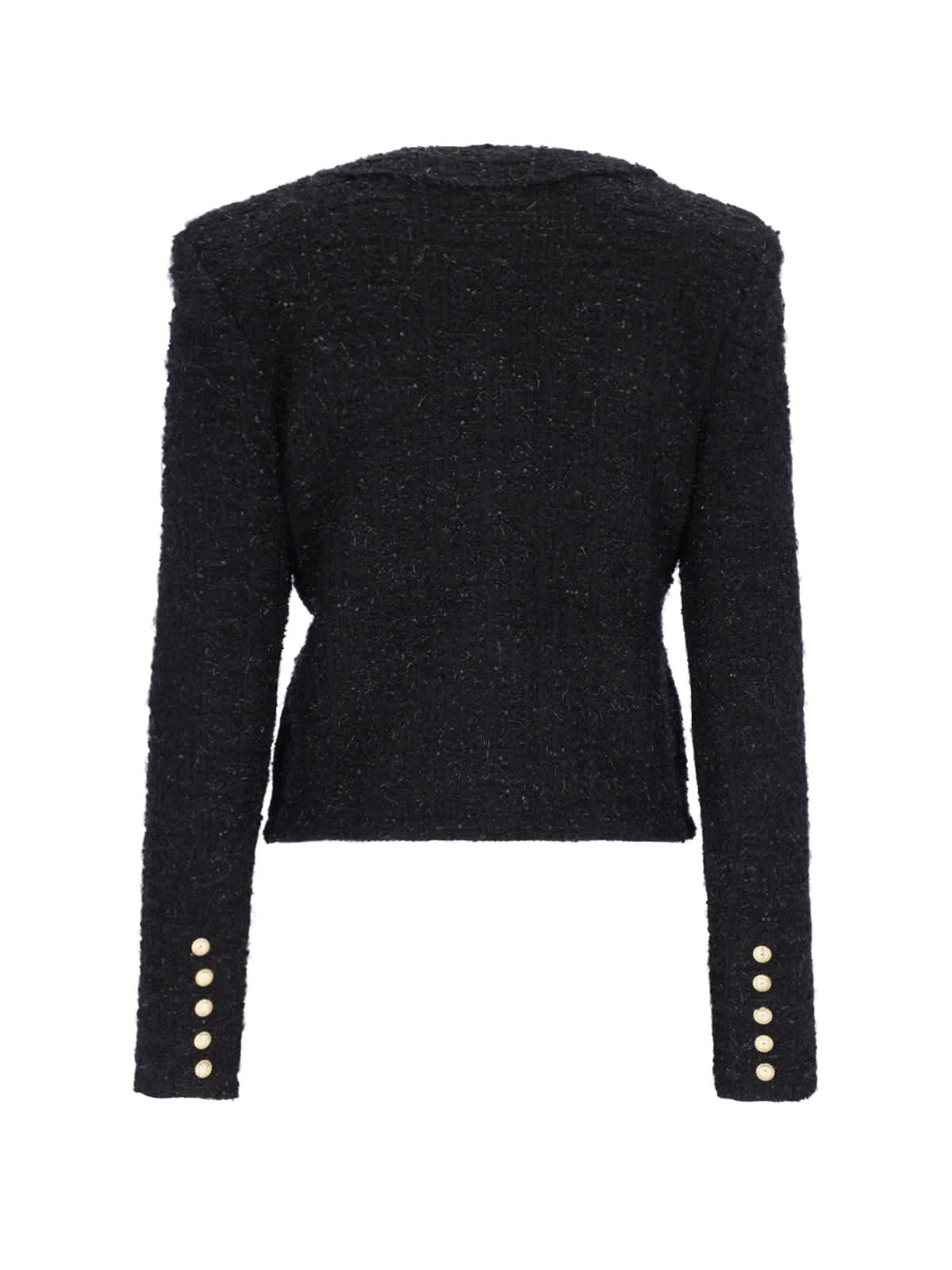 Shop Balmain Tweed Jacket In Black