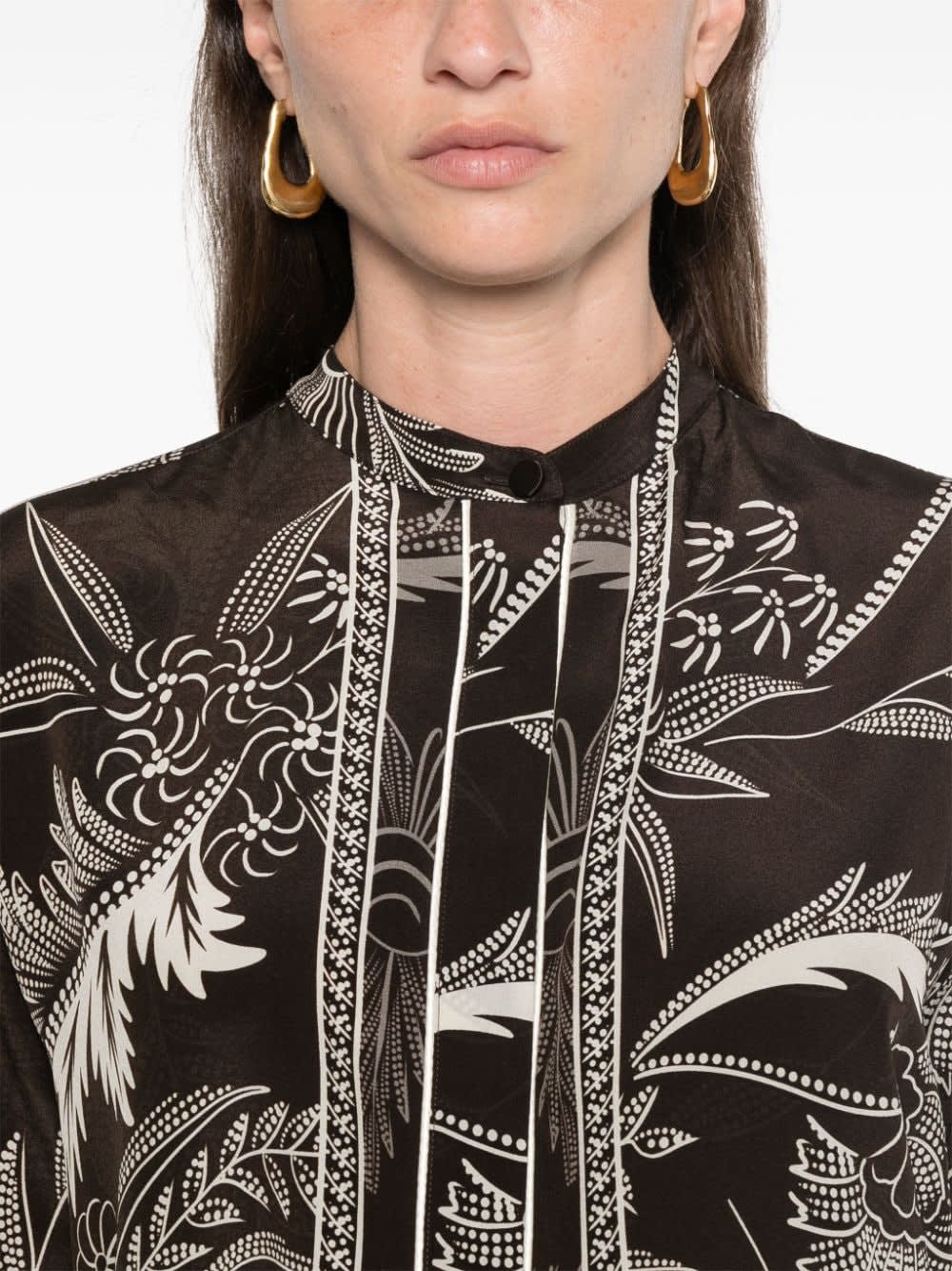 F.r.s For Restless Sleepers Printed Silk Shirt In Black