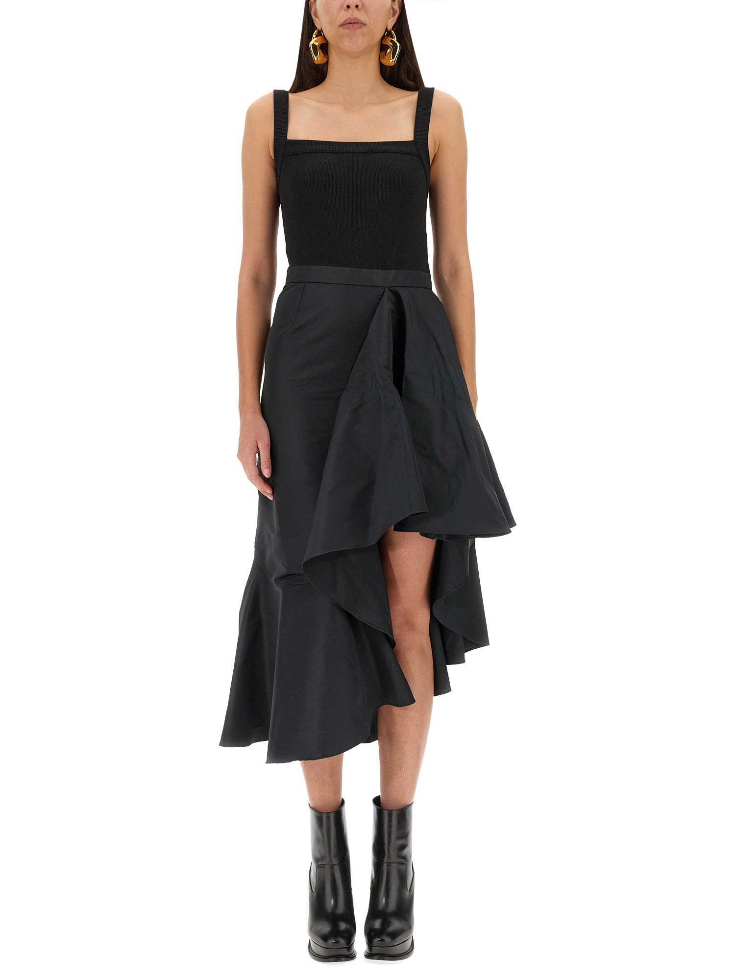 Shop Alexander Mcqueen Asymmetrical Dress In Black