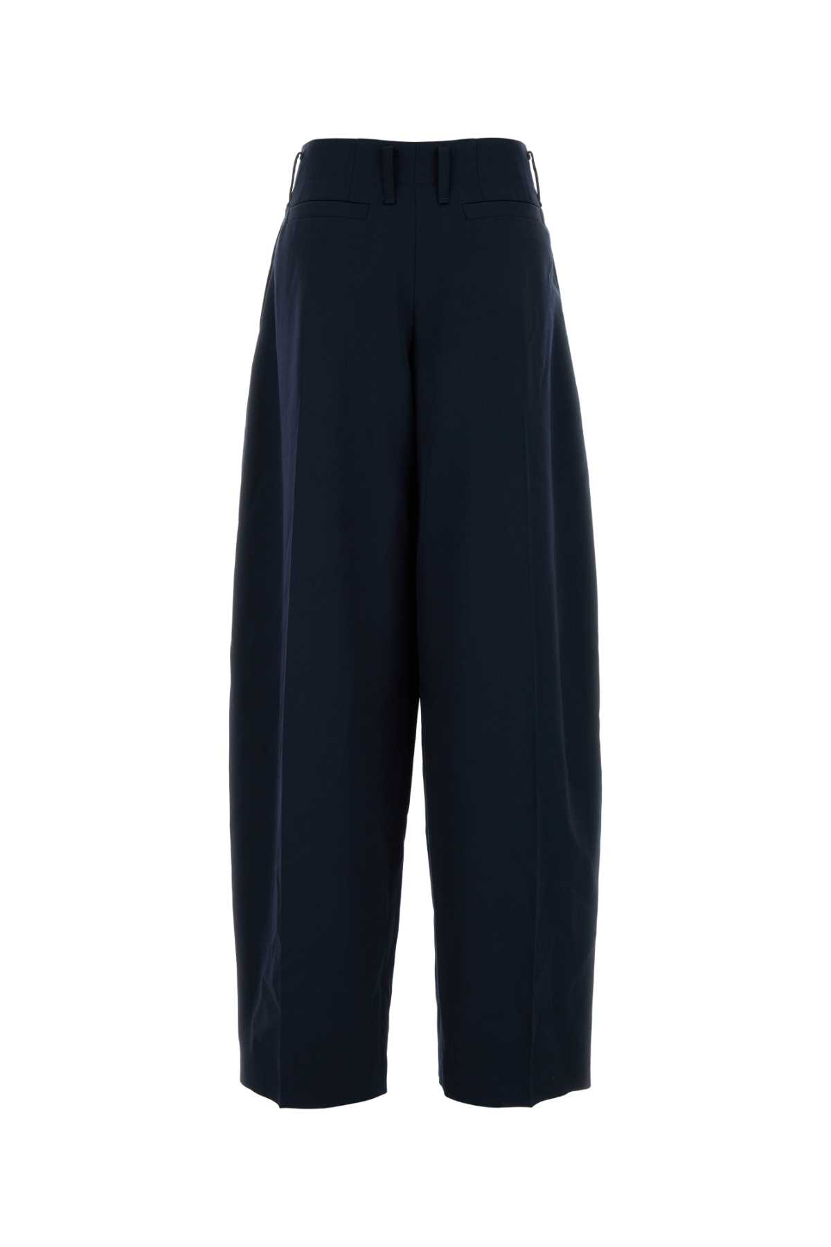 Alexander Mcqueen Navy Blue Wool Wide-leg Pant In Blue