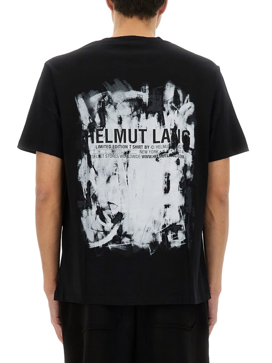 Helmut Lang Scribble Crew Neck Graphic Print Short Sleeves In Black