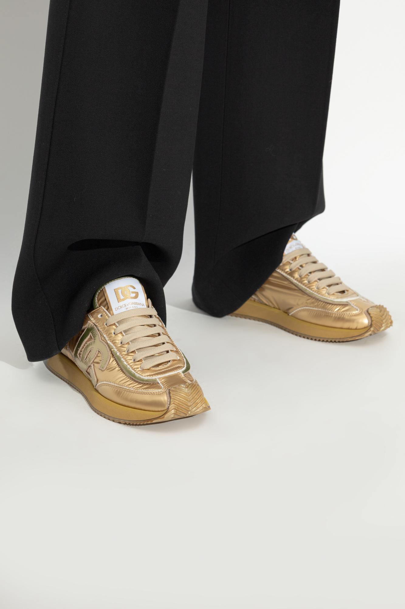 Dolce & Gabbana Dg Cushion Metallic Leather Sneakers In Gold